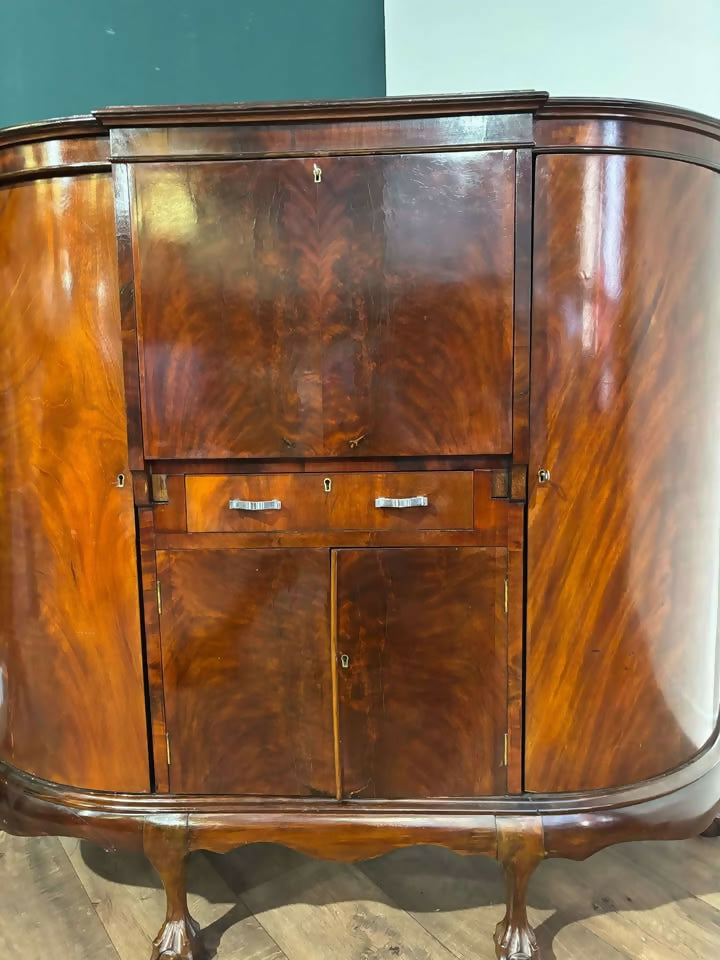 Vintage Mahogany Bureau with Side Cupboardsv