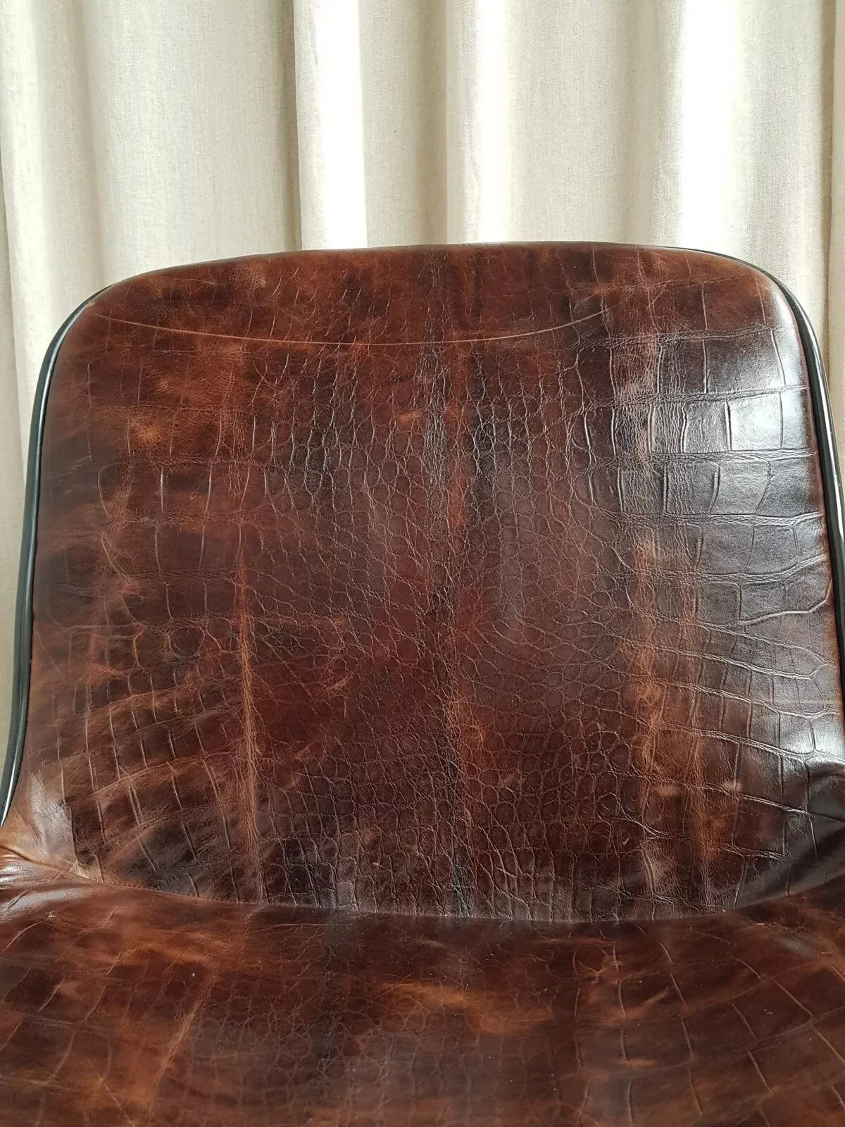 Vintage Mid Century Modernist Chrome Leather Swivel Chair By Charles Pollock #389