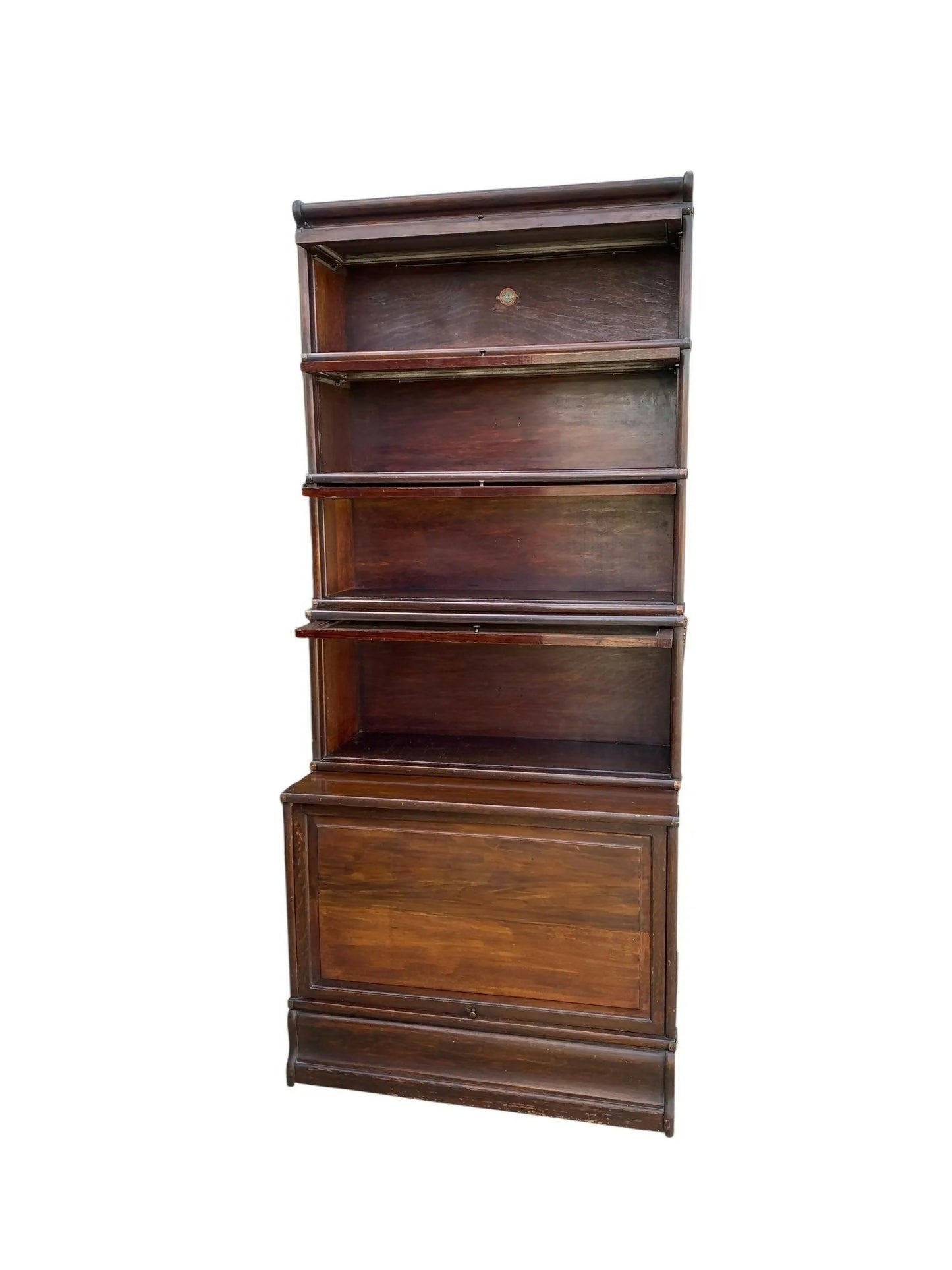 Antique Globe-Wernicke Oak barrister bookcase tall vintage display cabinet