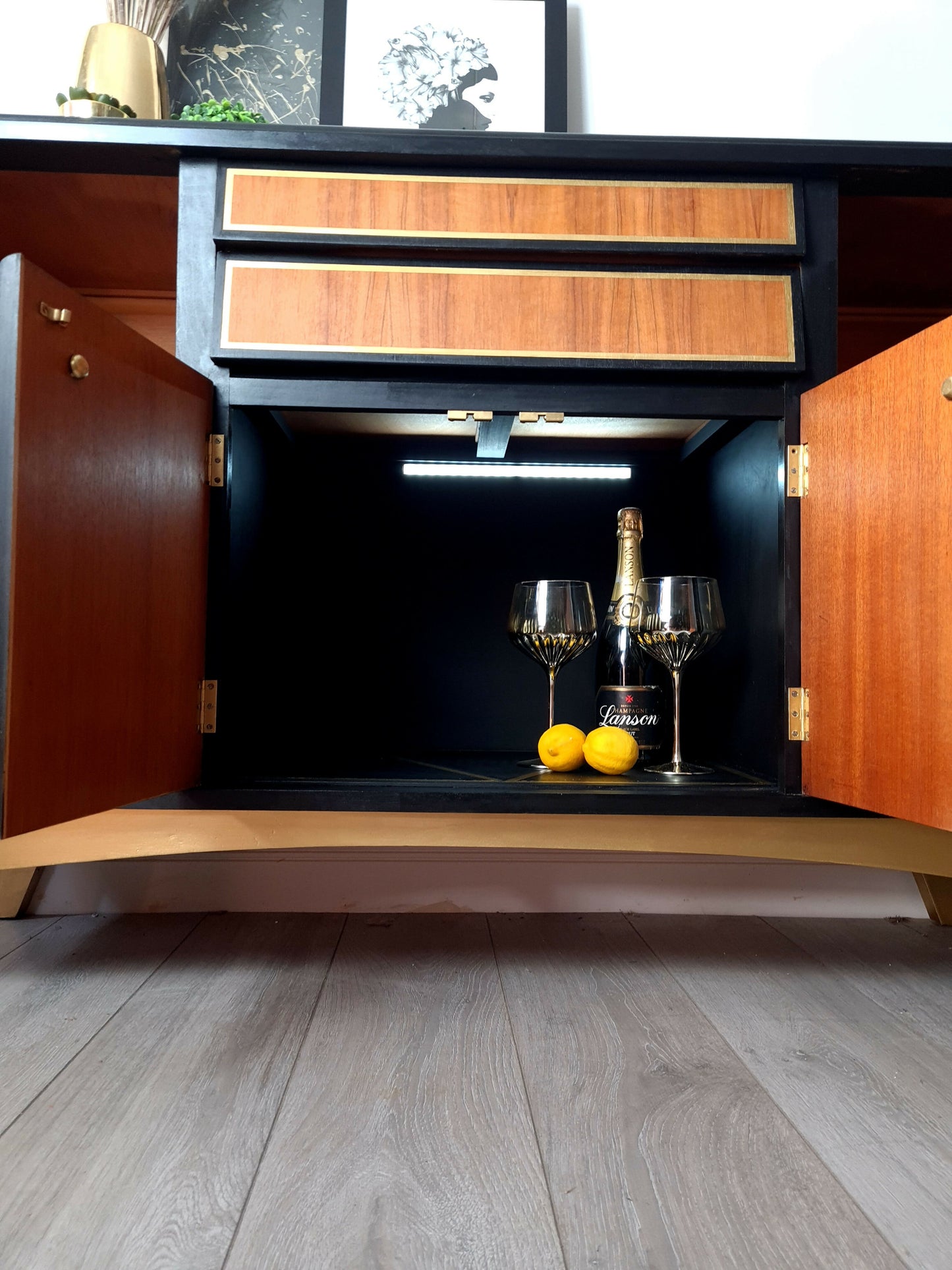 Nathan black cocktail cabinet, sideboard