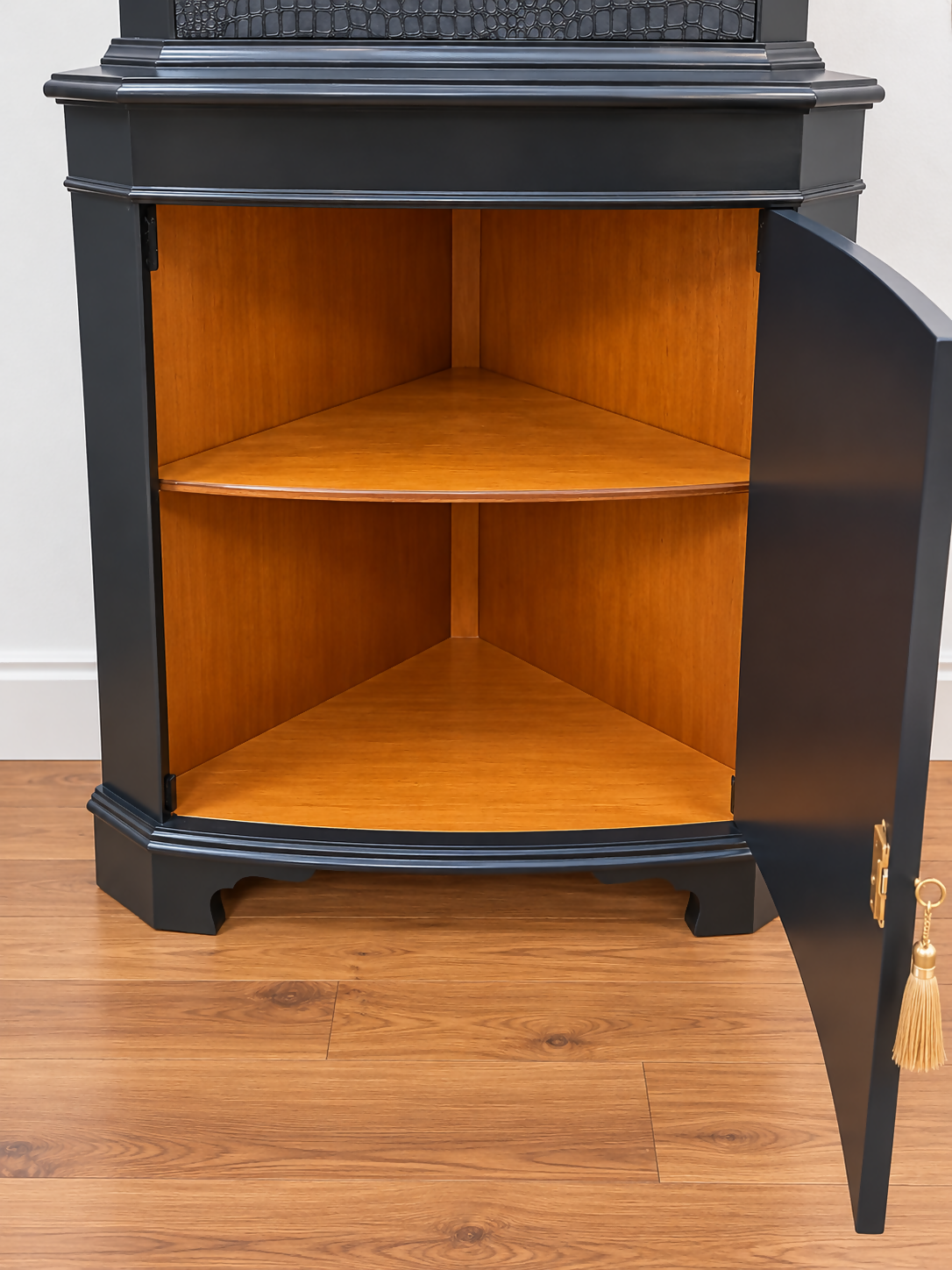 Corner Drinks Cabinet or Display Cabinet Restored Black Mahogany