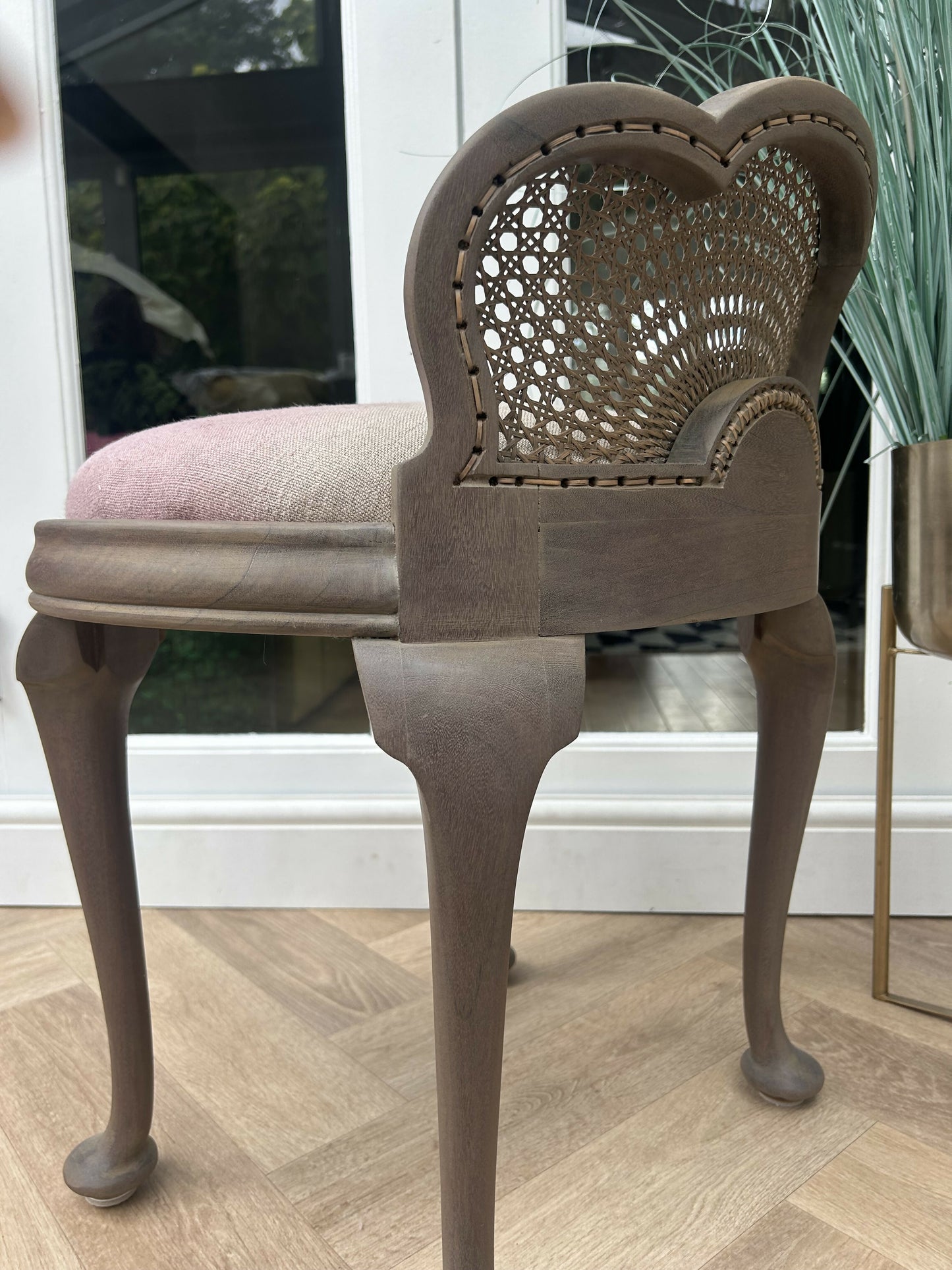 Vintage Cocktail/ Dresser Chair Upholstered Pink Ombre Linen