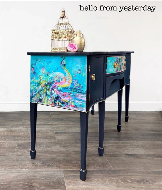 Navy Abstract Antique Sideboard
