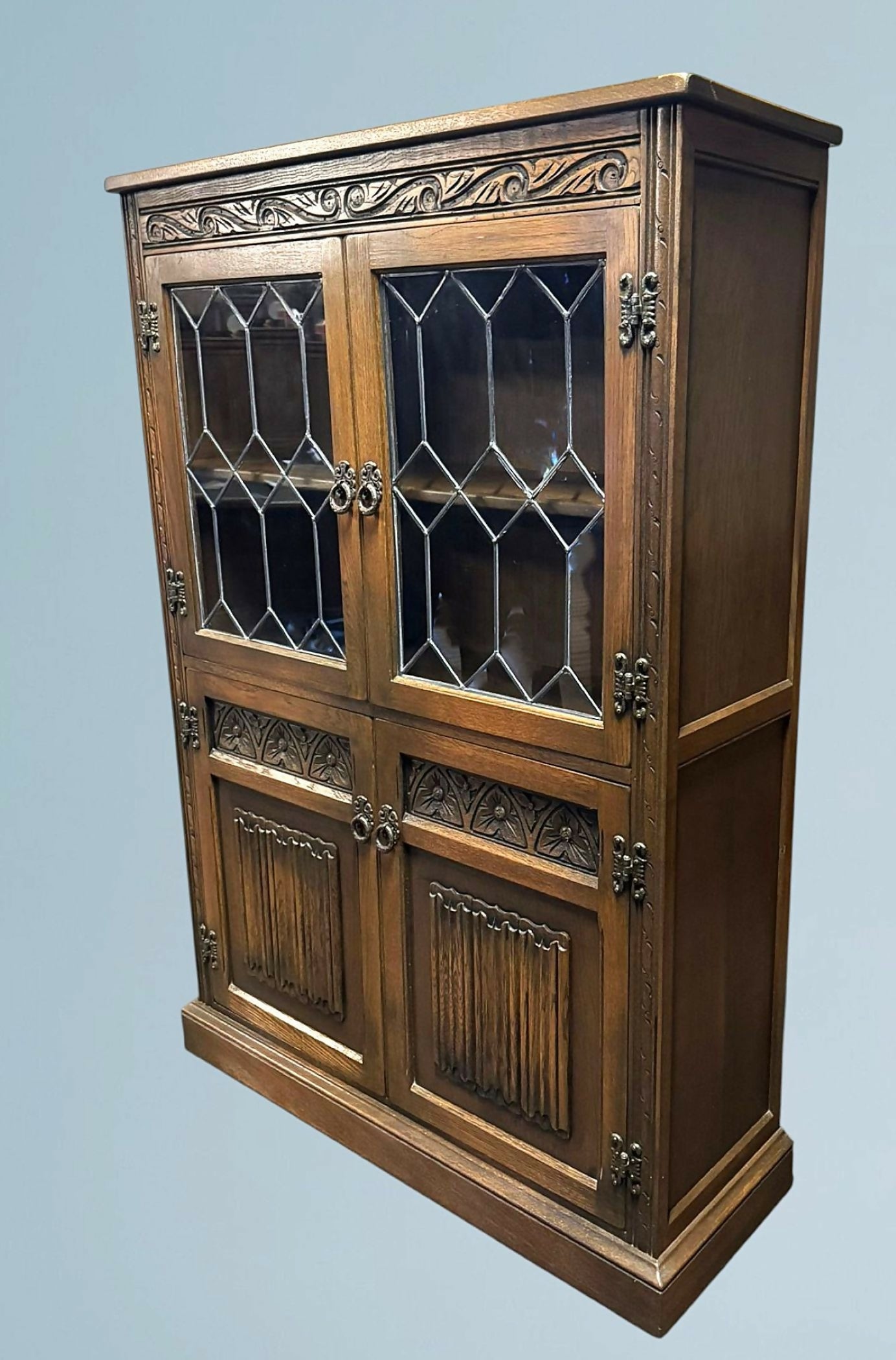 Wood Bros Old Charm Light Oak Bookcase / Display Cabinet