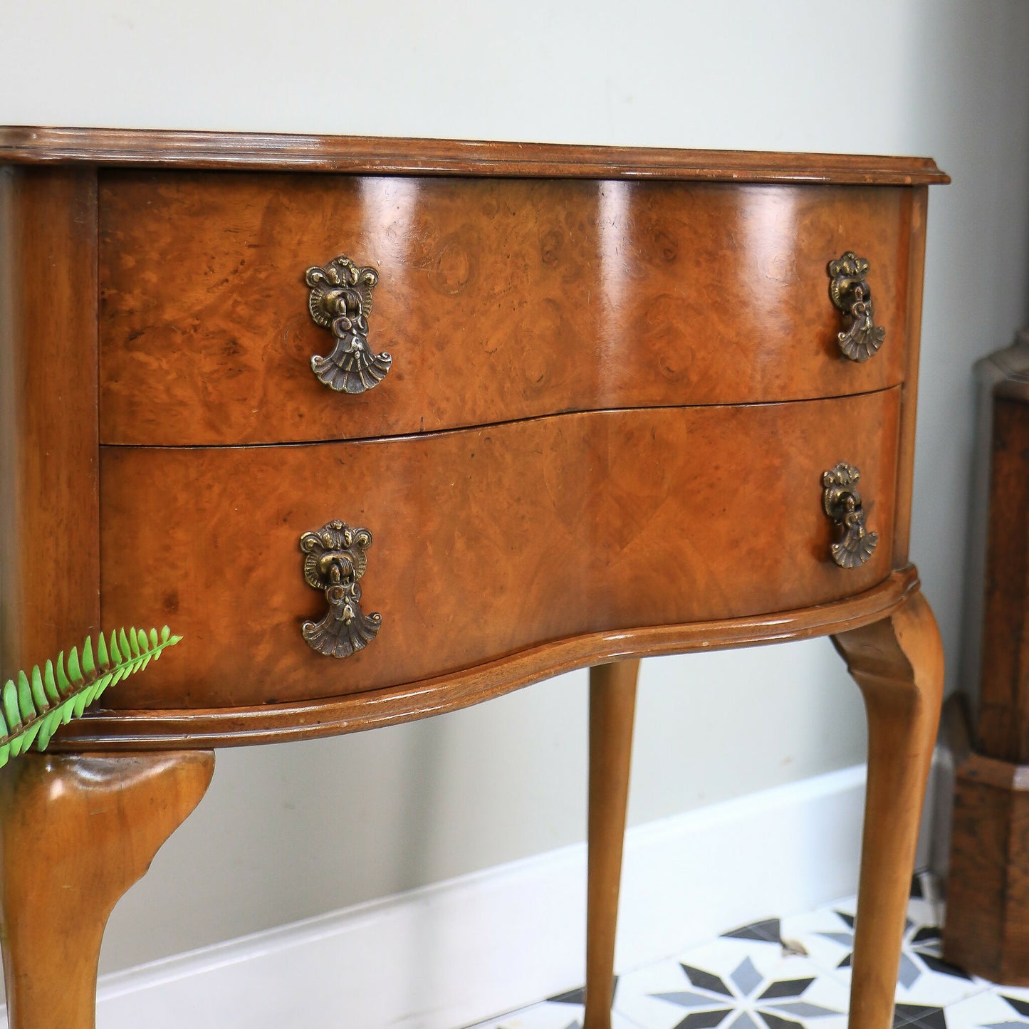 Hall Table Side Table Serpentine Front in Burr Walnut Chest of Drawers