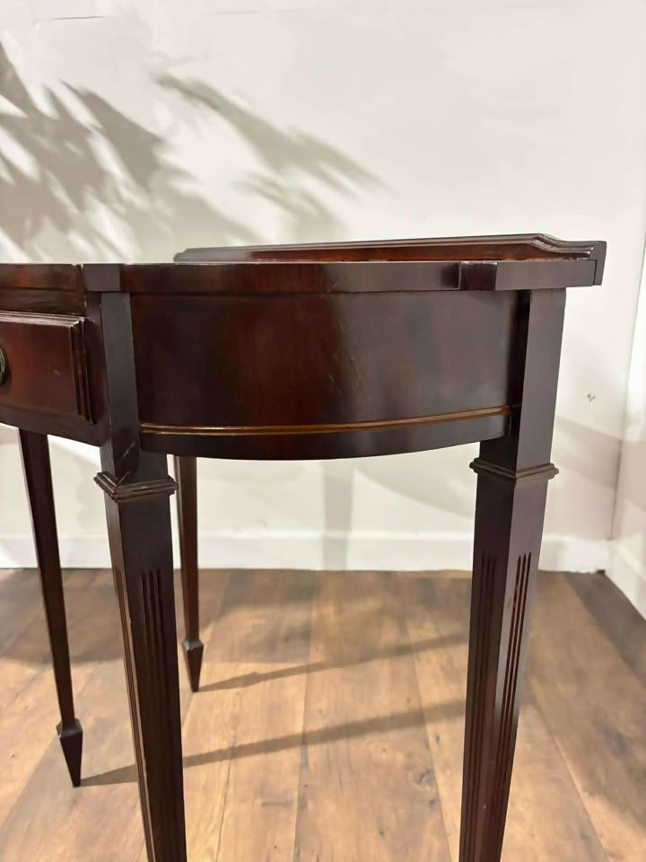 Reproduction Serpentine Front Two-Drawer Demi-Lune Side Table