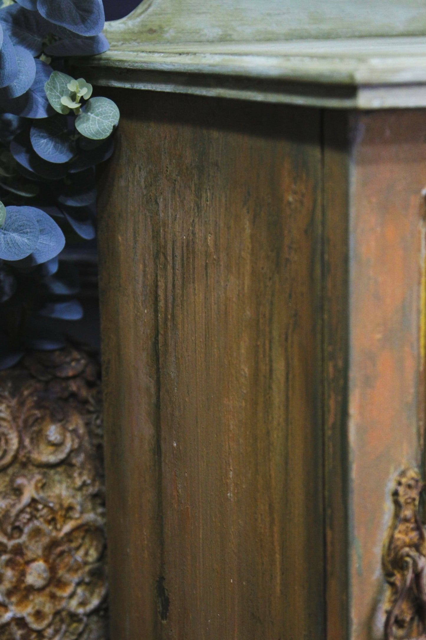 SOLD !!! Vintage Bedside Cabinet, Patina Bedside Cabinet, Orange Cabinet, Painted Bedside Table