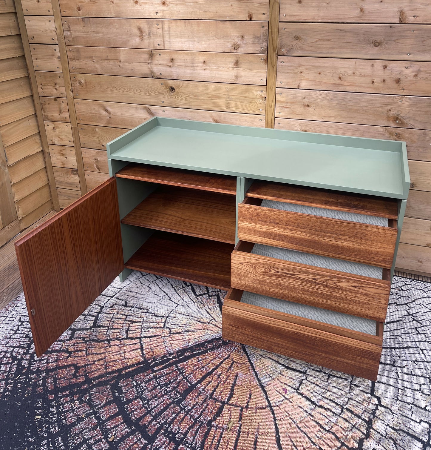 Adam Green Sideboard with cupboard and drawers - Re-created & re-loved Mid Century sideboard