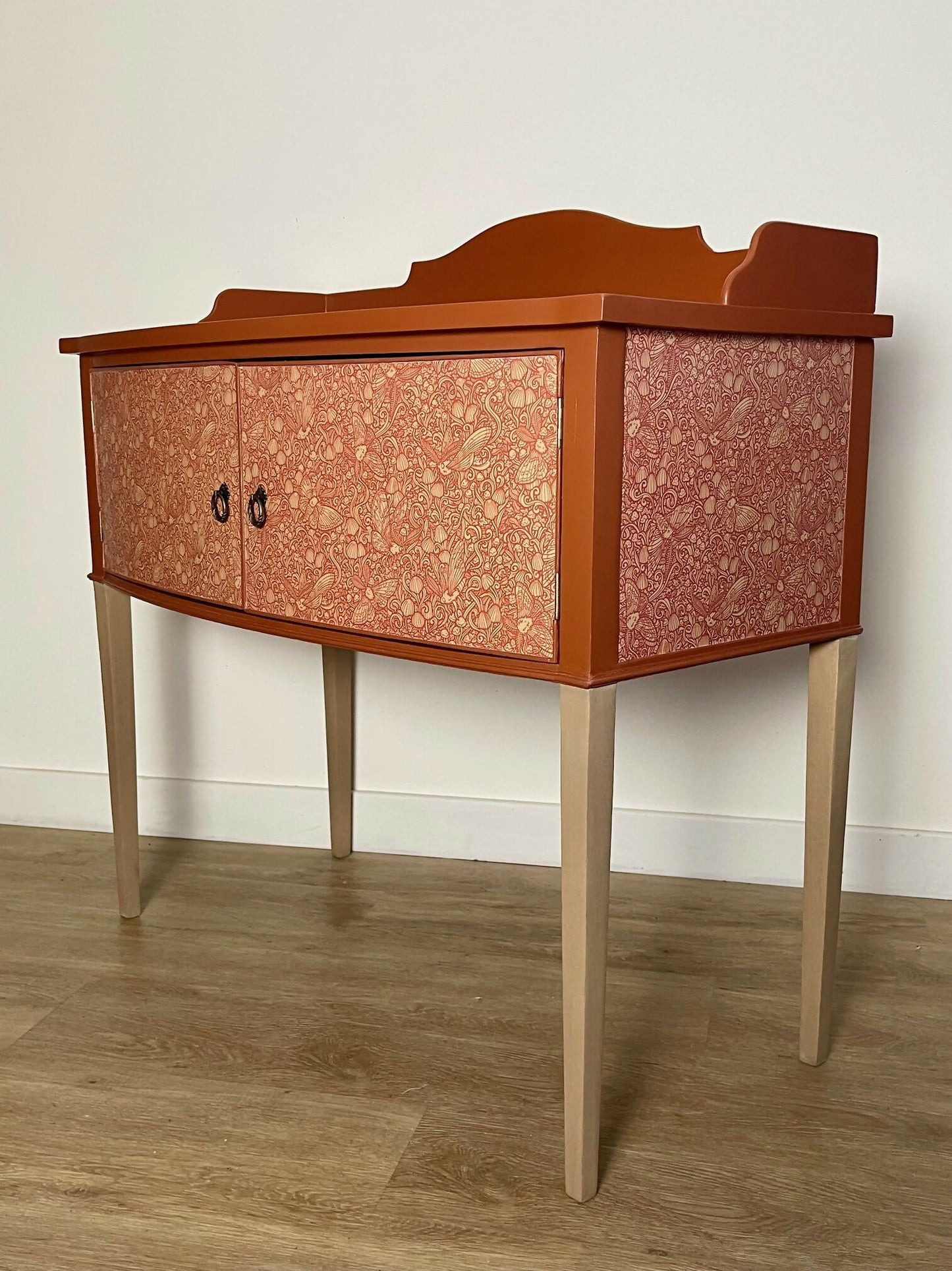 Unique vintage cabinet painted terracotta