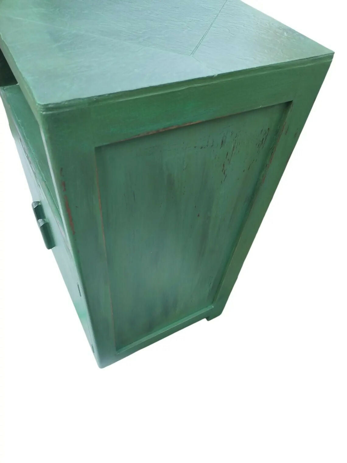 Forest Green Vintage Cabinet Dark Academia Drinks Cupboard | Bedside Table with Cable Hole Grandmillennial Staged Furniture UK Delivery