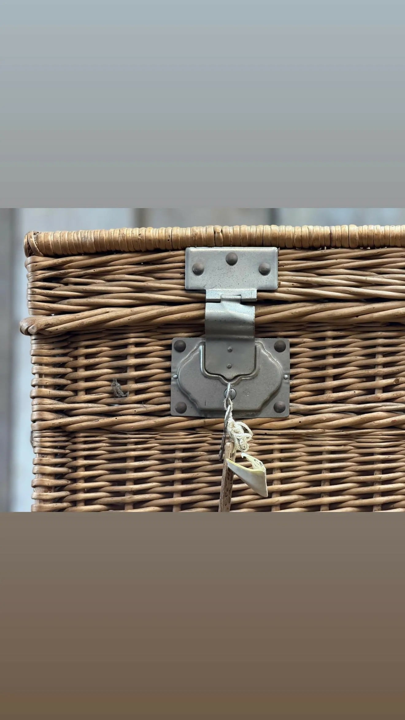 Original large French linen wicker baskets