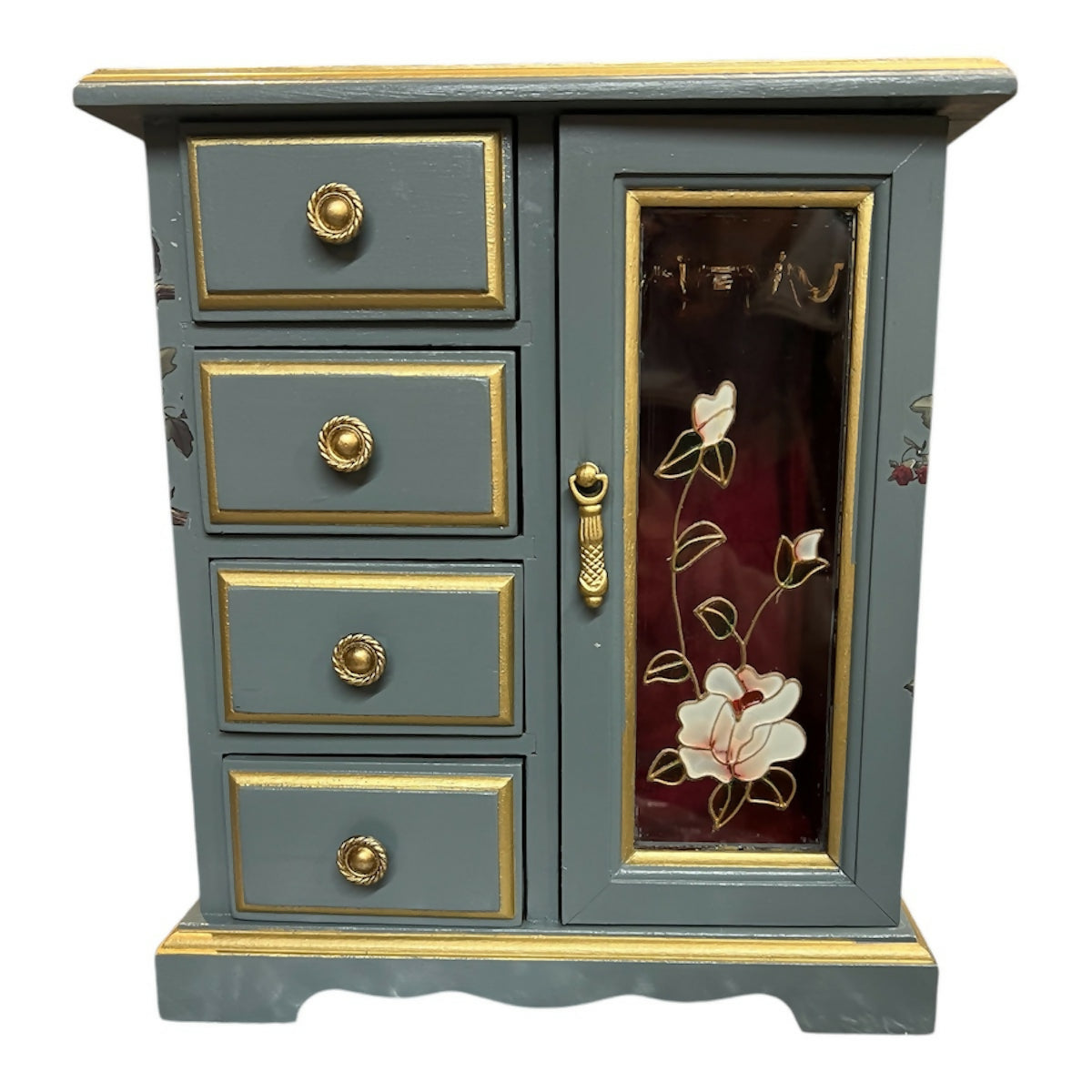 handpainted vintage wooden jewellery box