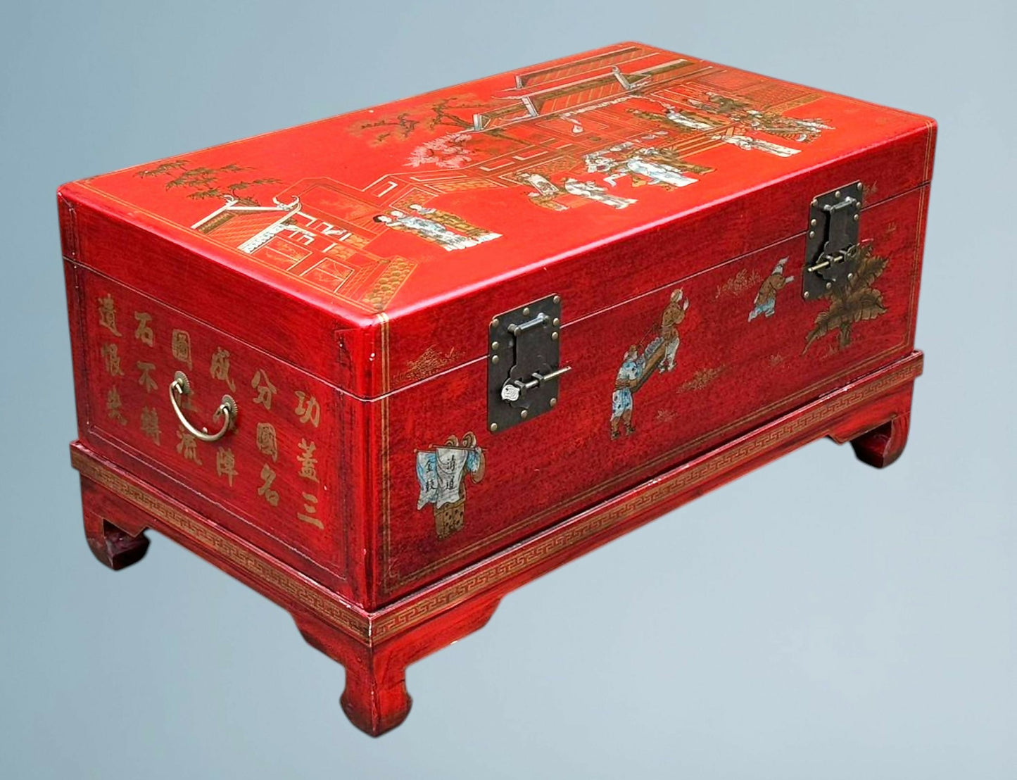 Chinoiserie Trunk On Stand - Blanket Box - Coffee Table