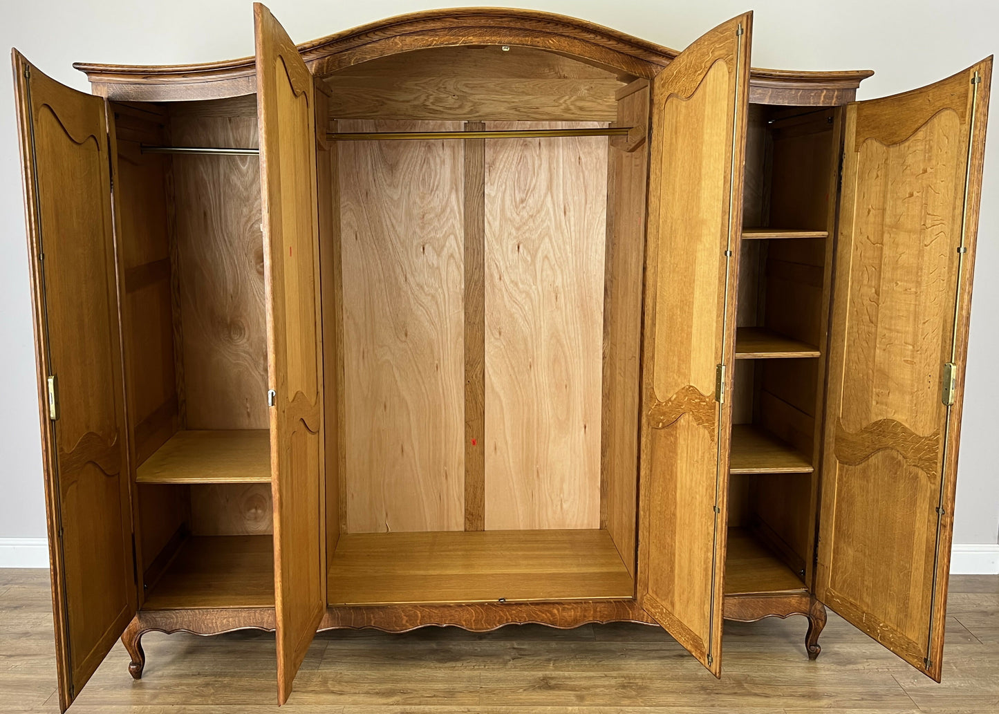 Wardrobe Vintage French Louis XVI Style Oak Four Door Carved Armoire LOT 6105