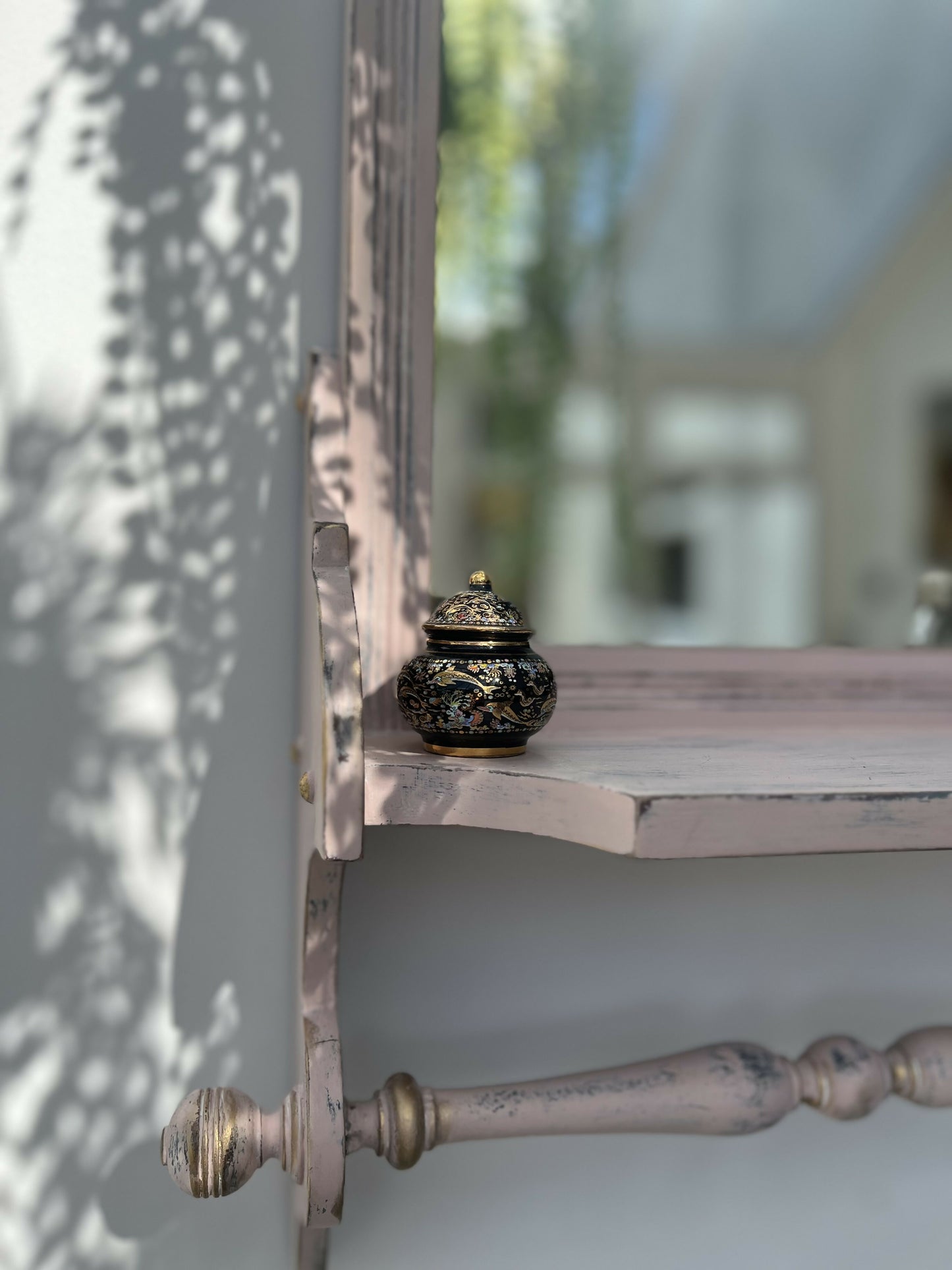 SOLD!! Please don’t order. Vintage Vanity Mirror Shelf with Rail. Bathroom mirror
