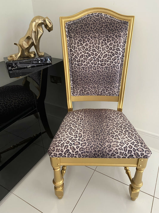 Leopard Print Velvet Fabric Chair