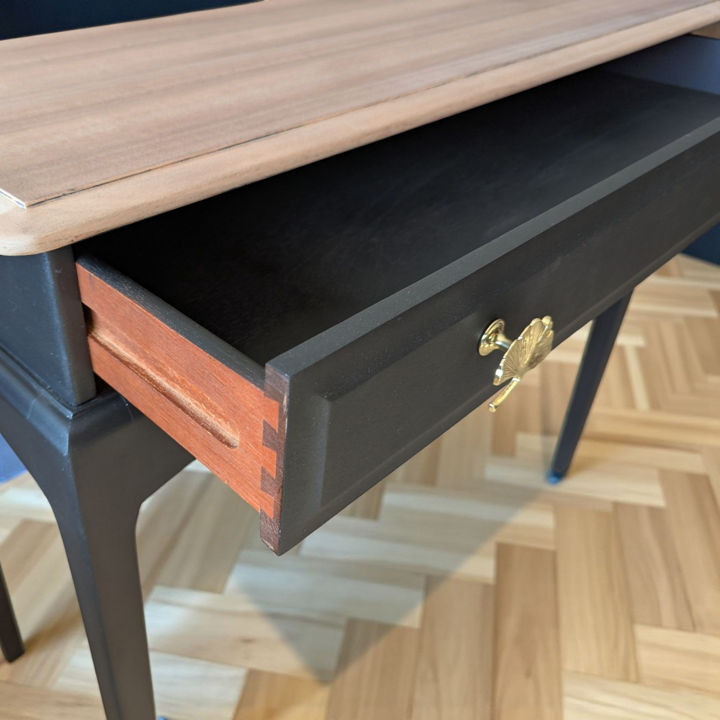 Vintage Stag minstrel black console table, spray painted desk, upcycled dressing table