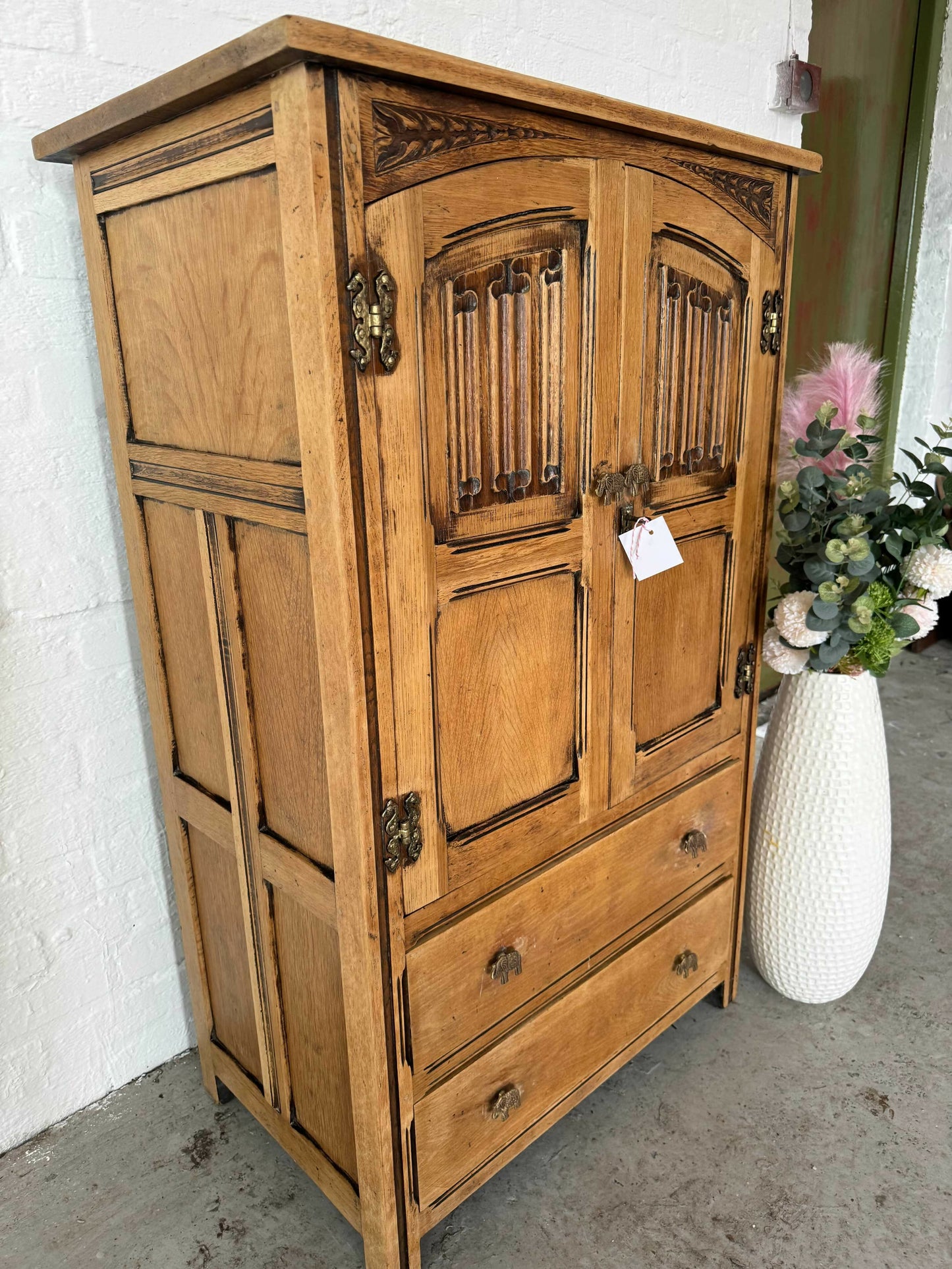 Vintage Old Charm Raw Wood Chest of Drawers