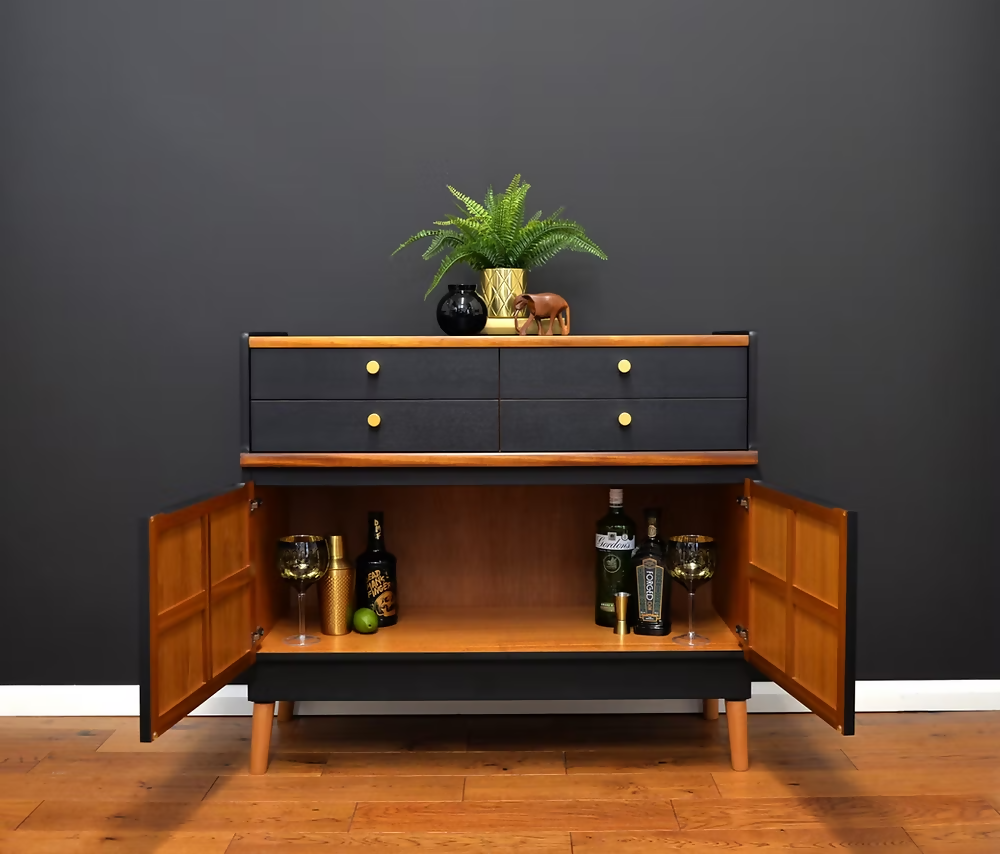 Mid Century Nathan Sideboard, Vintage Teak Drinks cabinet, Retro Media Unit