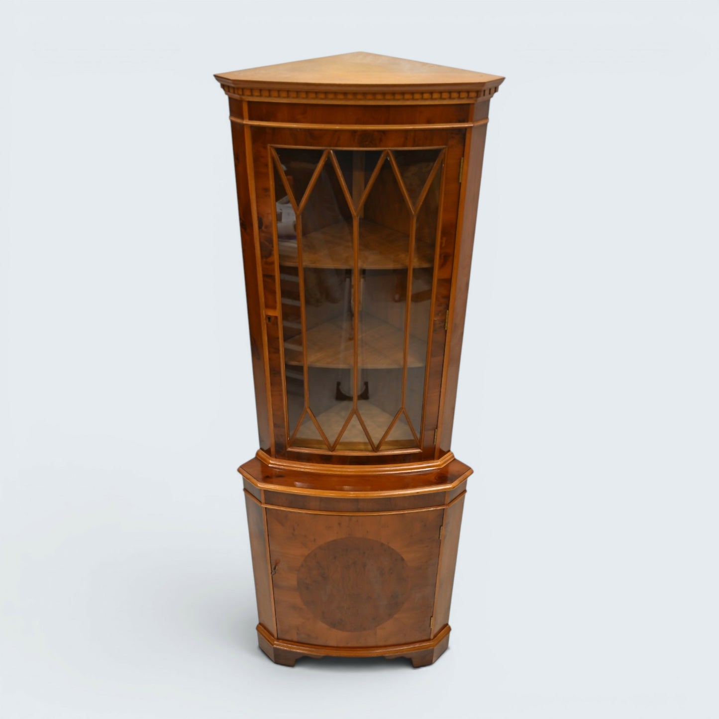 Georgian Style Corner Display Cabinet with Cupboard Glass Door FREE UK Delivery*