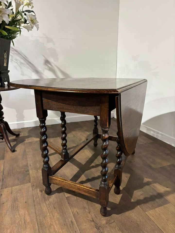 Oak Gateleg Dining Table On Barley Twist Supports