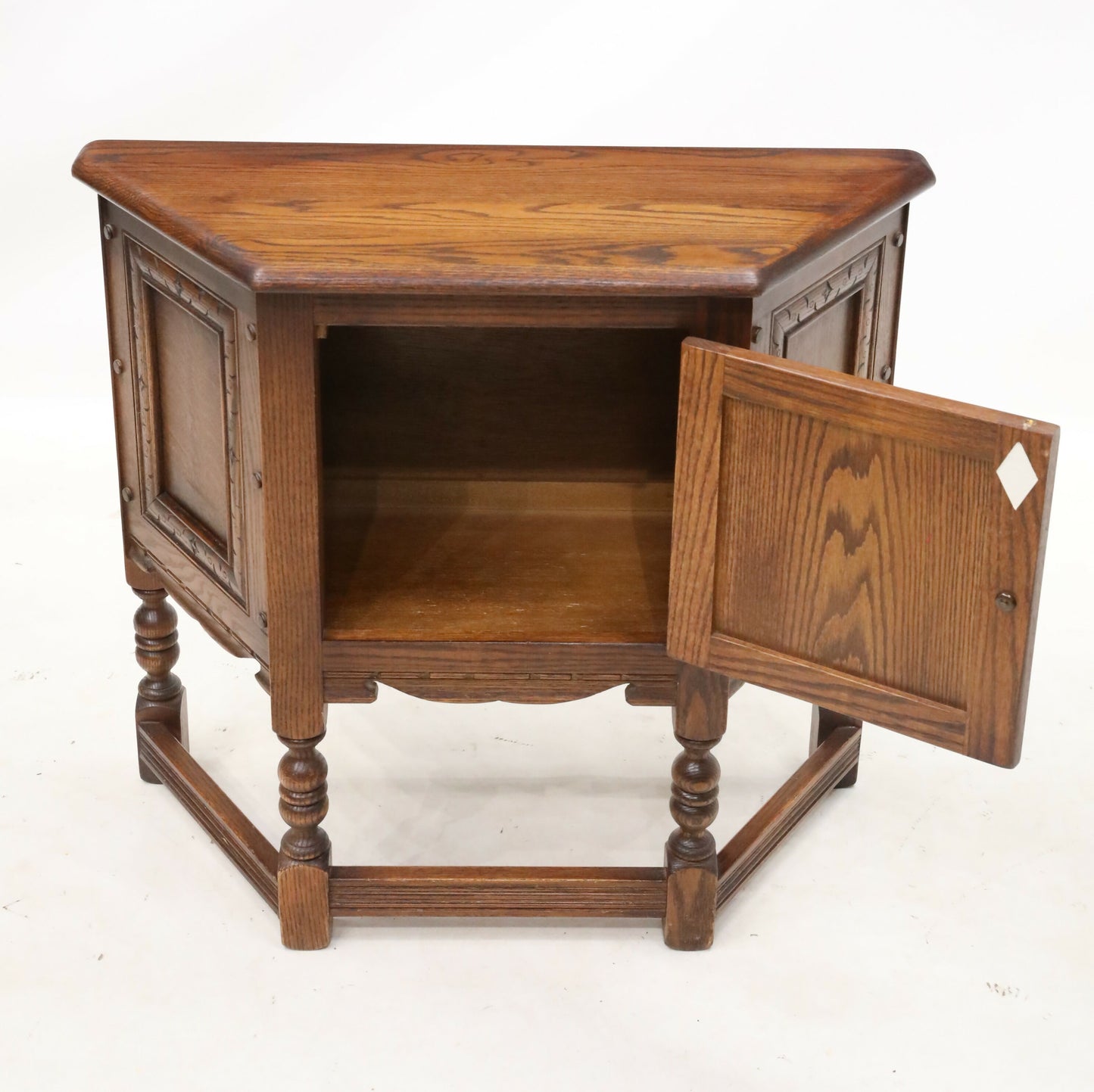 Old Charm Canted Table With Cupboard Finished In Tudor Brown FREE UK Delivery*. SBR9211/0506D