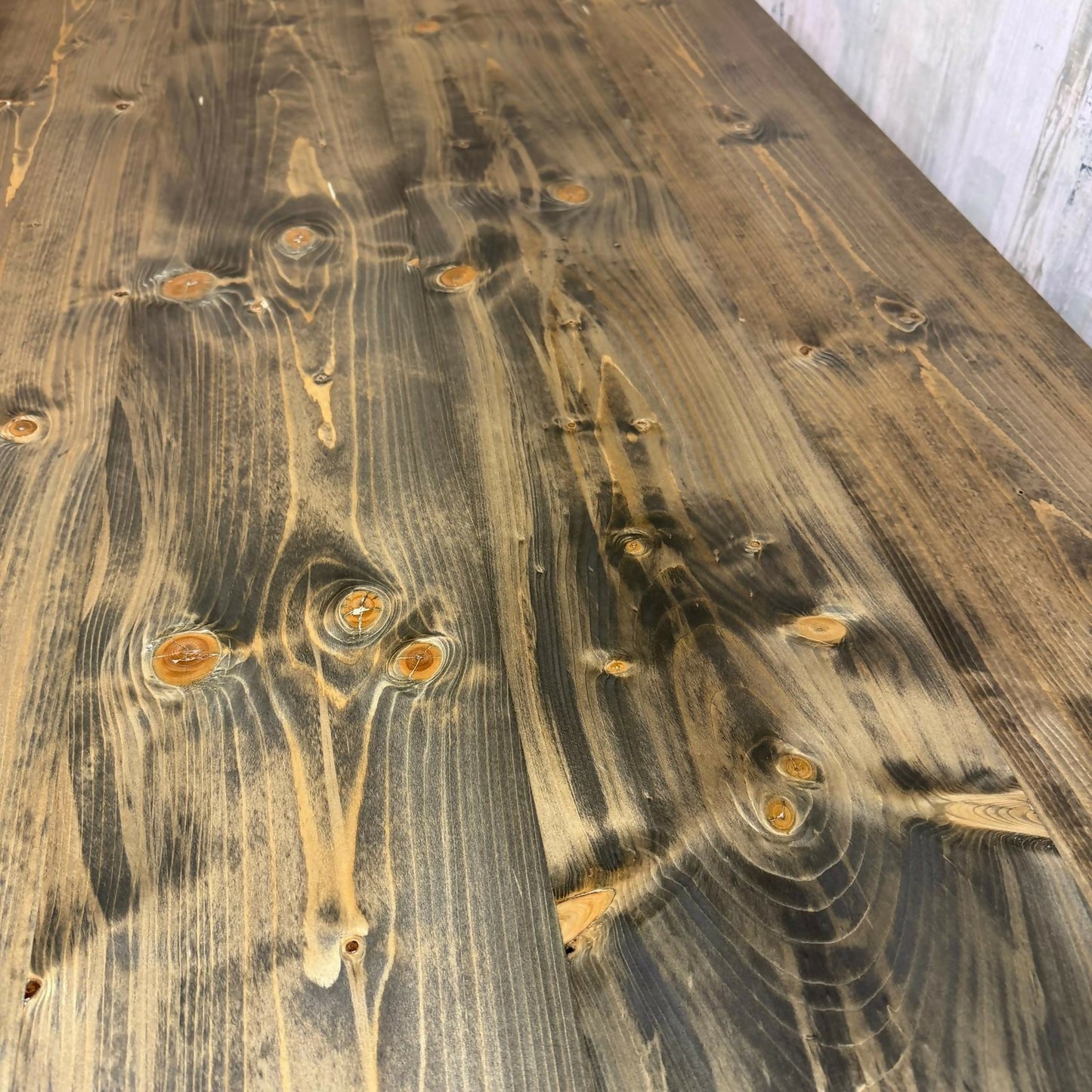 Modern Solid Wood Dining Table Industrial Trapezium Legs Seats 6 Warehouse Loft