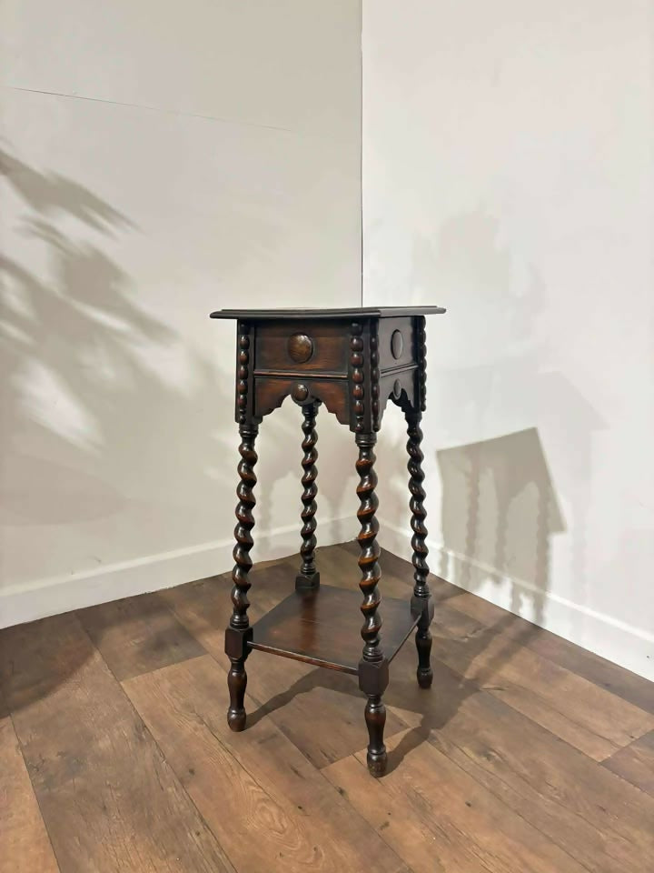 Vintage Oak Barley Twist Plant Stand