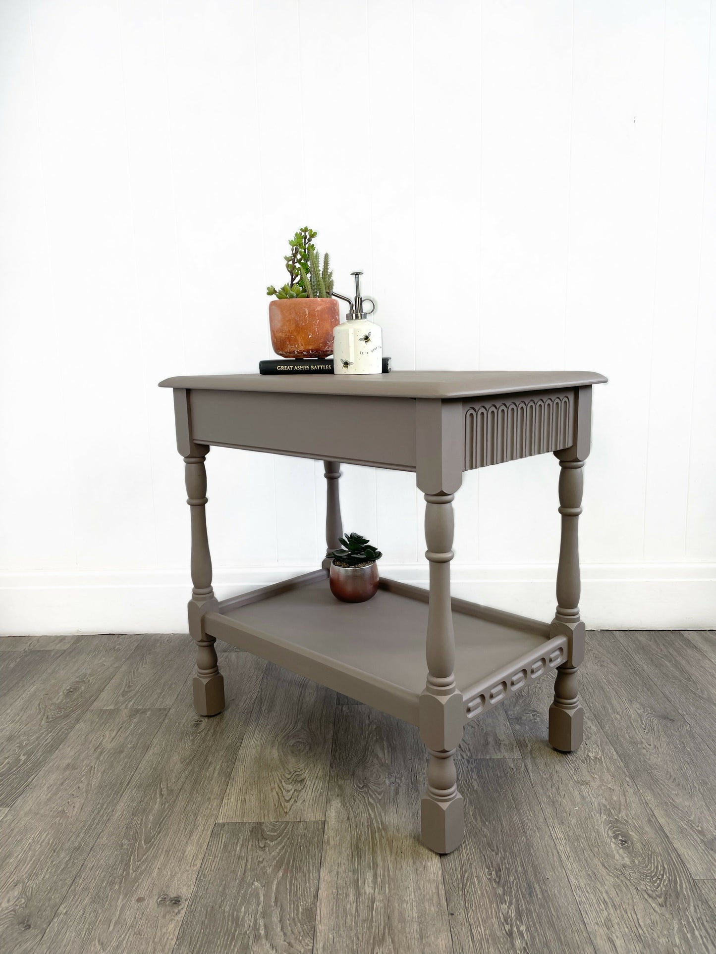 Beige Priory Two Drawer Console Table With Shelf