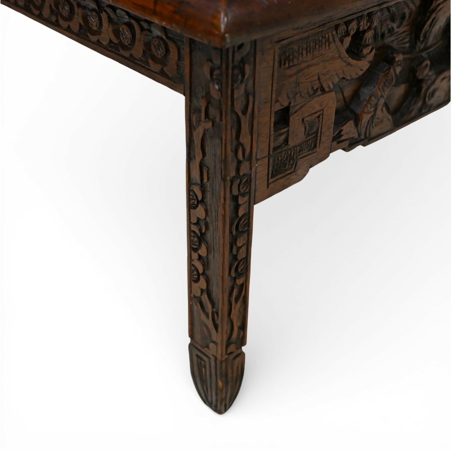 Small Chinese Coffee Table Carvings Inset Glass Top Carvings Opium Table. SBR11116/2910E