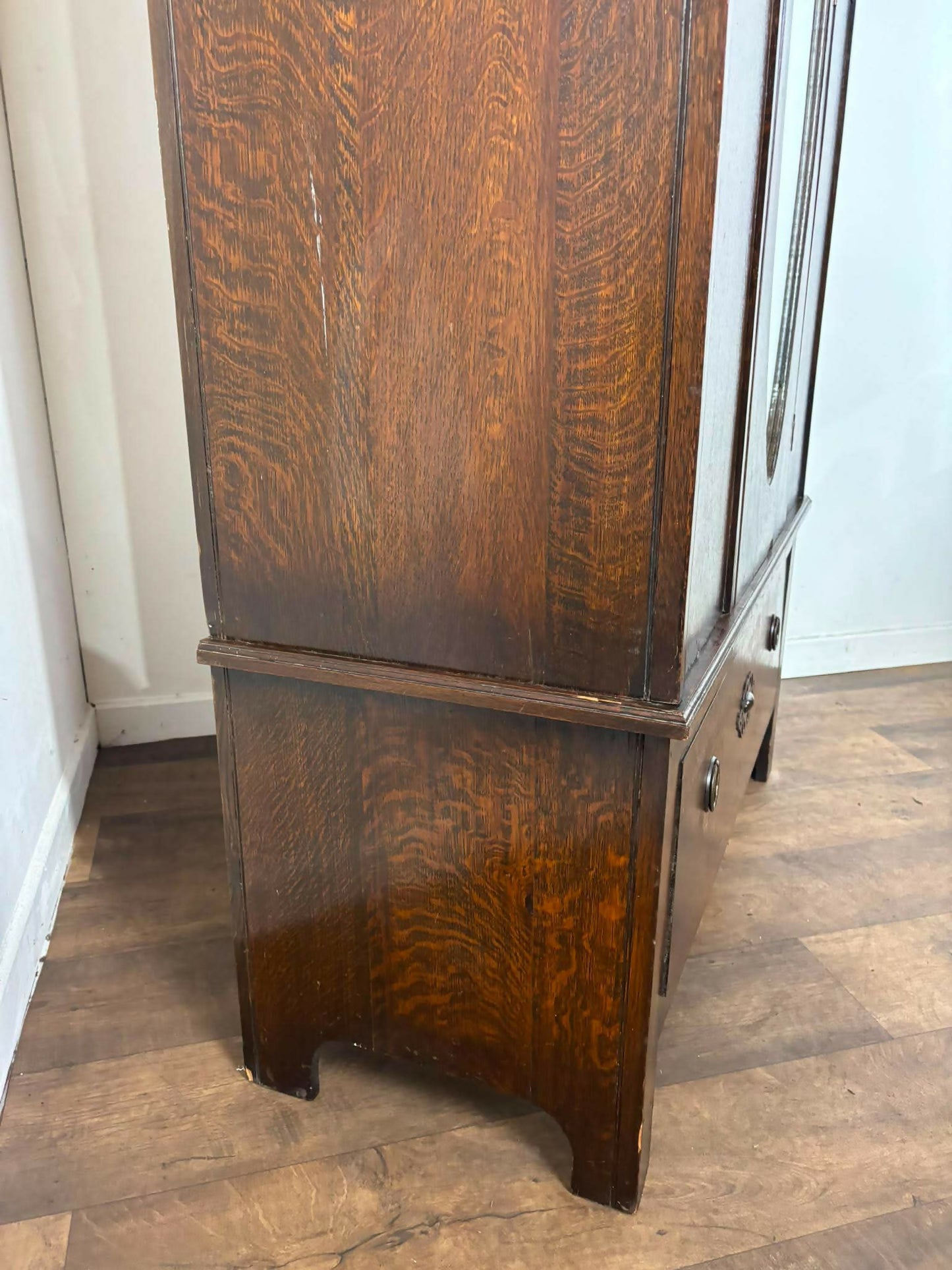 Vintage Oak Mirror Door Wardrobe