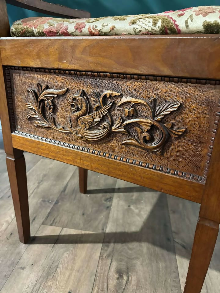 Edwardian Carved Piano Stool0