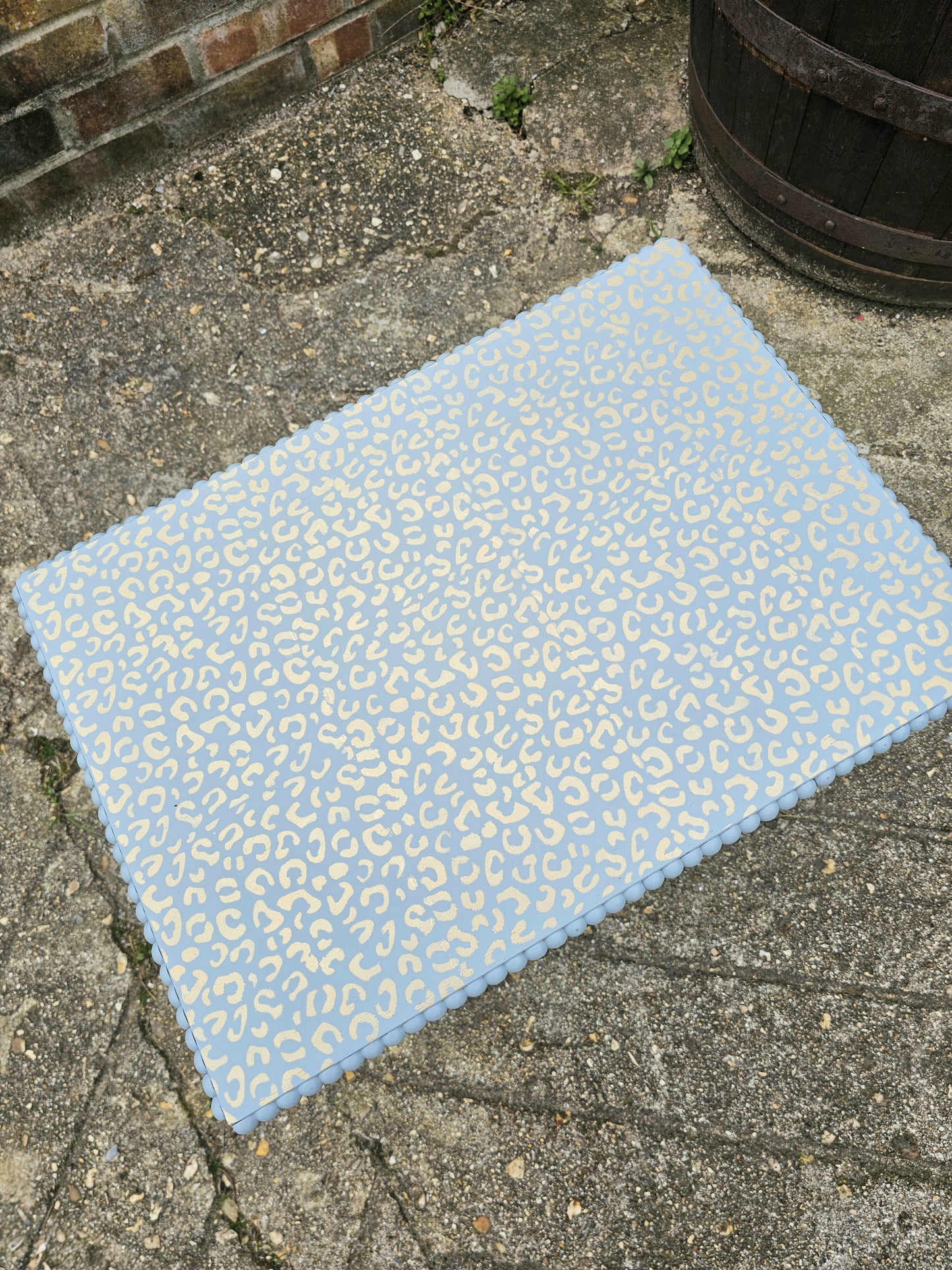 Vintage Side Table with Gold Leopard Print