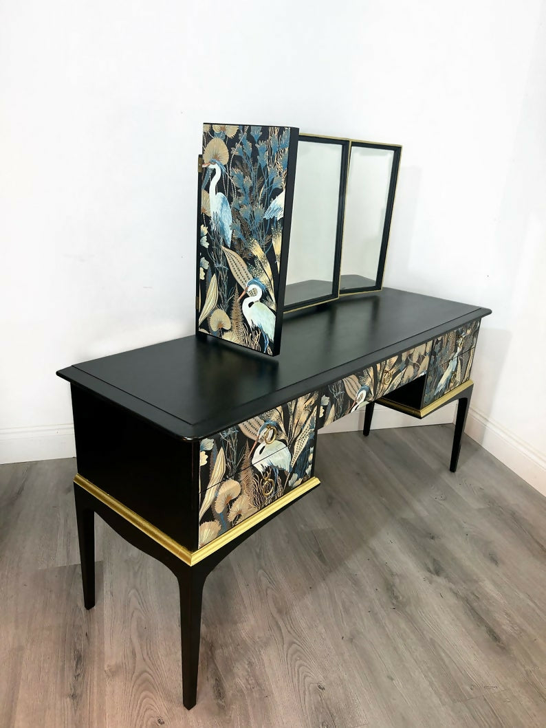 Black and gold luxurious Stag Dressing Table