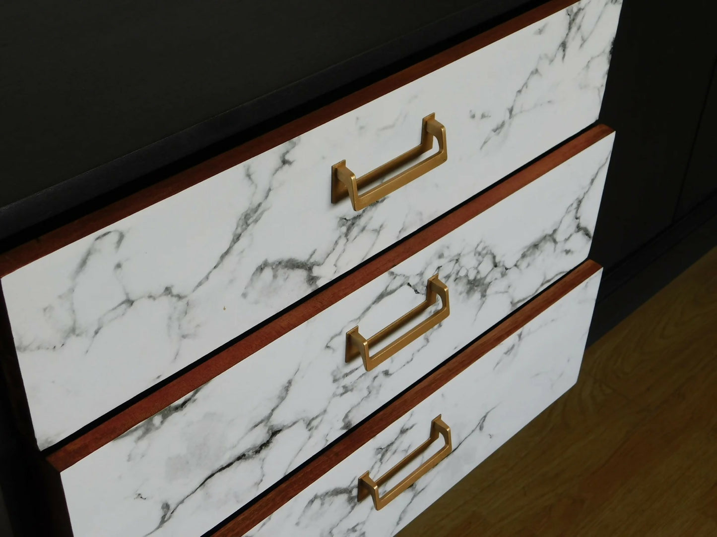 Black, gold & marble G plan retro sideboard