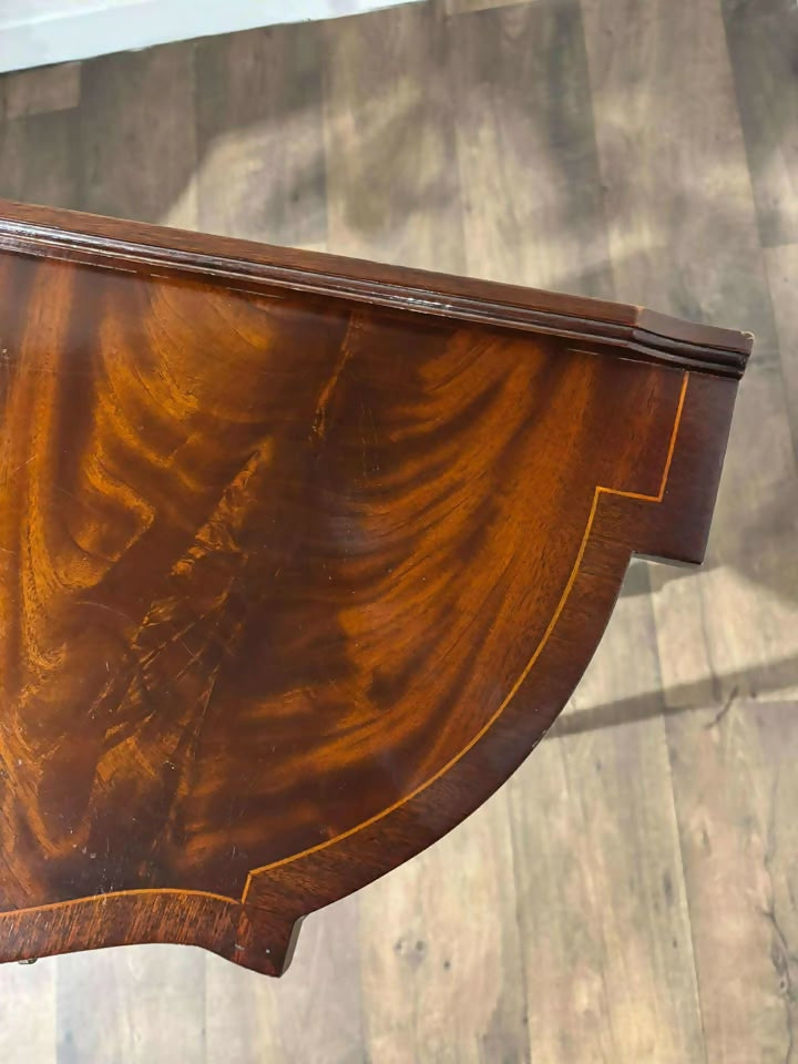 Reproduction Serpentine Front Two-Drawer Demi-Lune Side Table