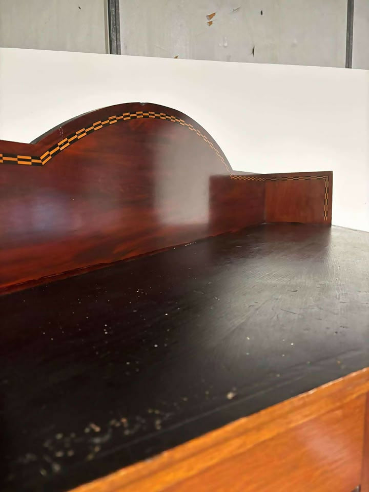 Exceptional Aesthetic Movement Mahogany Hall Wardrobe with Boxwood & Ebony Inlay, c. 1880