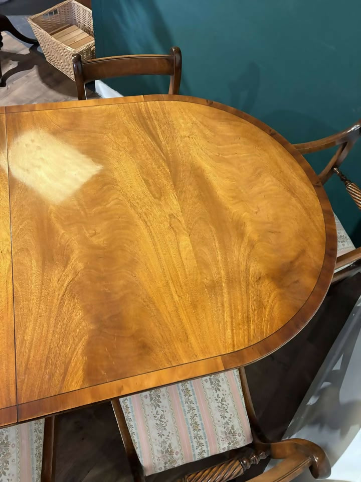 Regency Style Mahogany Twin Pedestal Table with Eight Chairsb