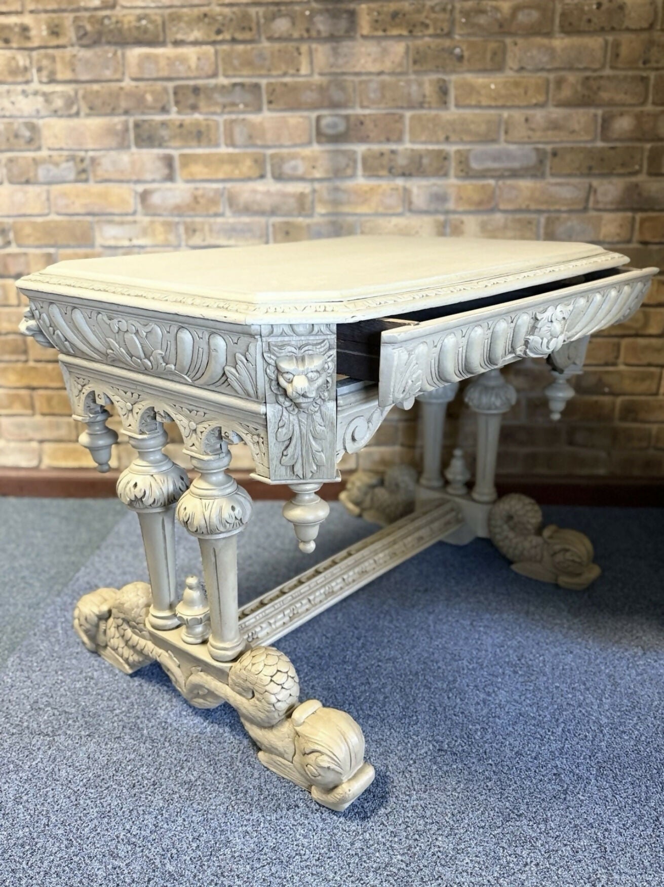 French Dolphin/ Library Table circa 1890