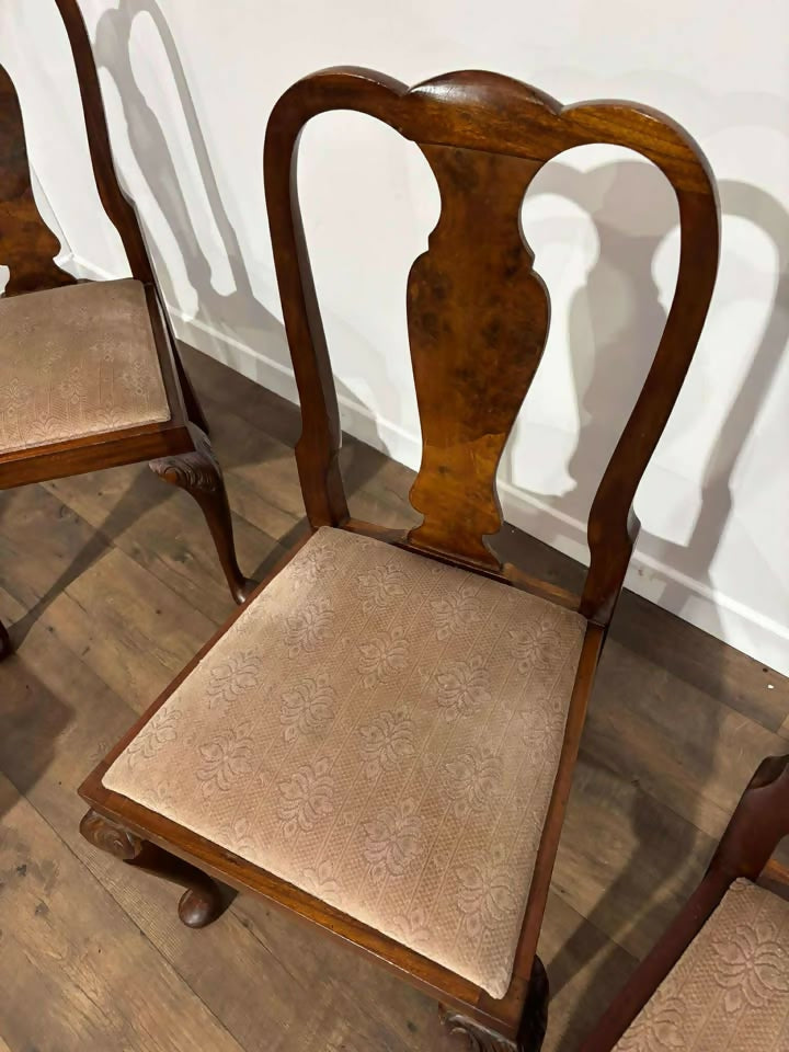 Set Of Four Georgian Style Walnut Dining Chairs