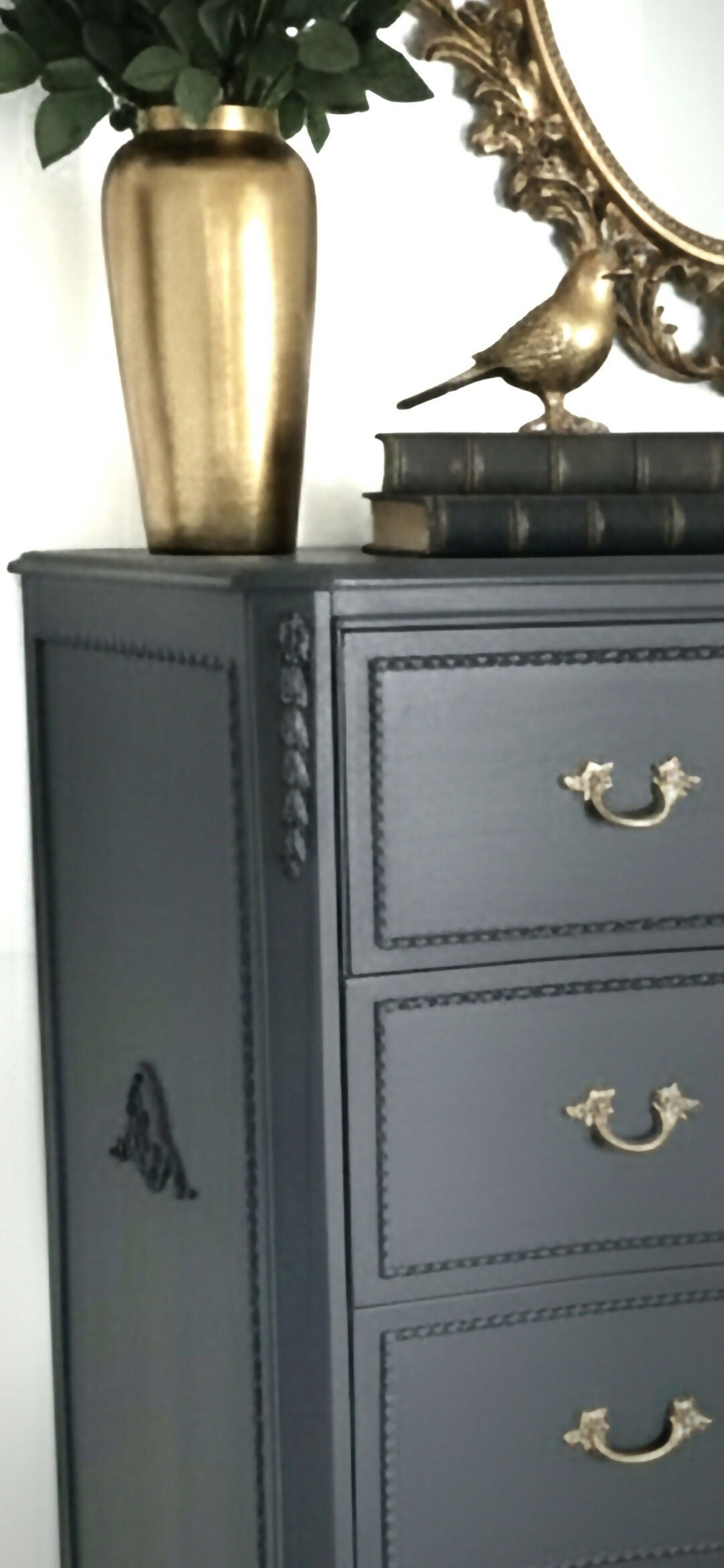 Black Louis chest of drawers in dark grey