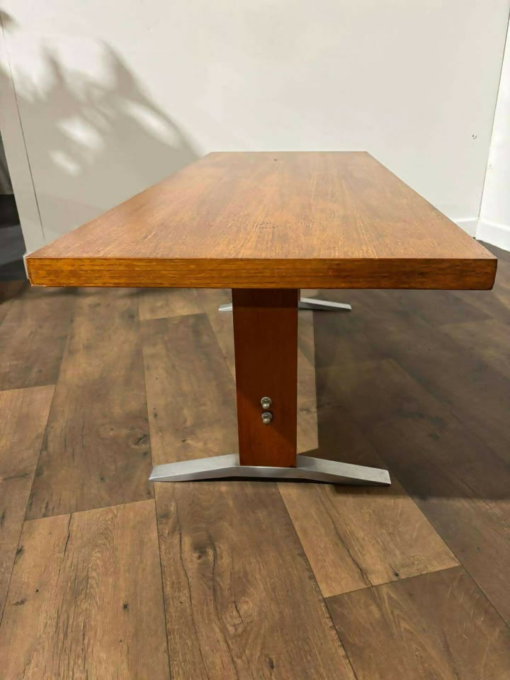Mid Century Teak Coffee Table with Chrome Effect Legs