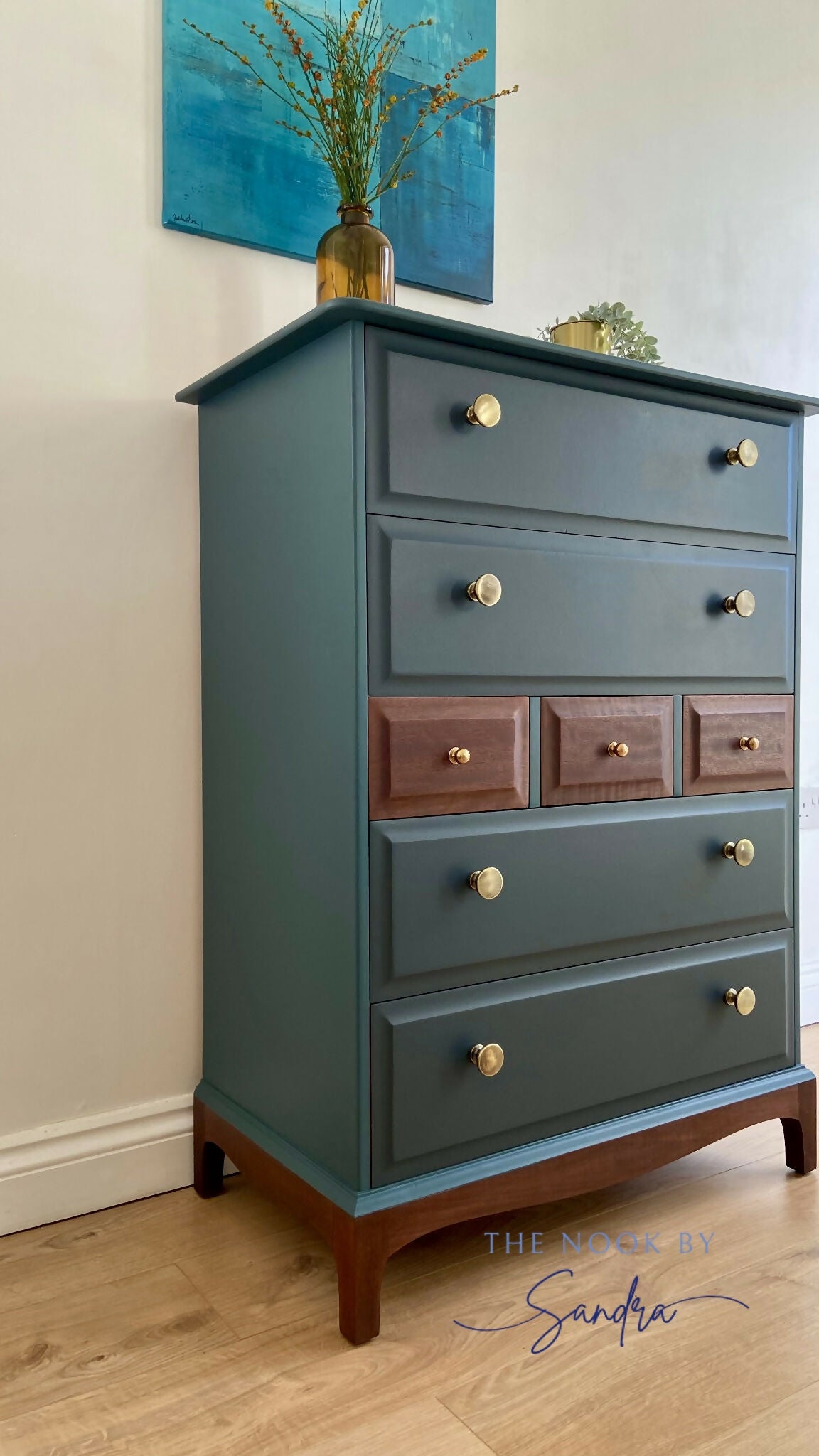 Stag Minstrel Chest of 7 Drawers upcycled in two tones Midcentury Modern