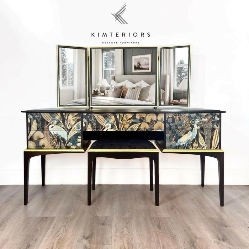 Black and gold luxurious Stag Dressing Table