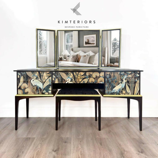 Black and gold luxurious Stag Dressing Table