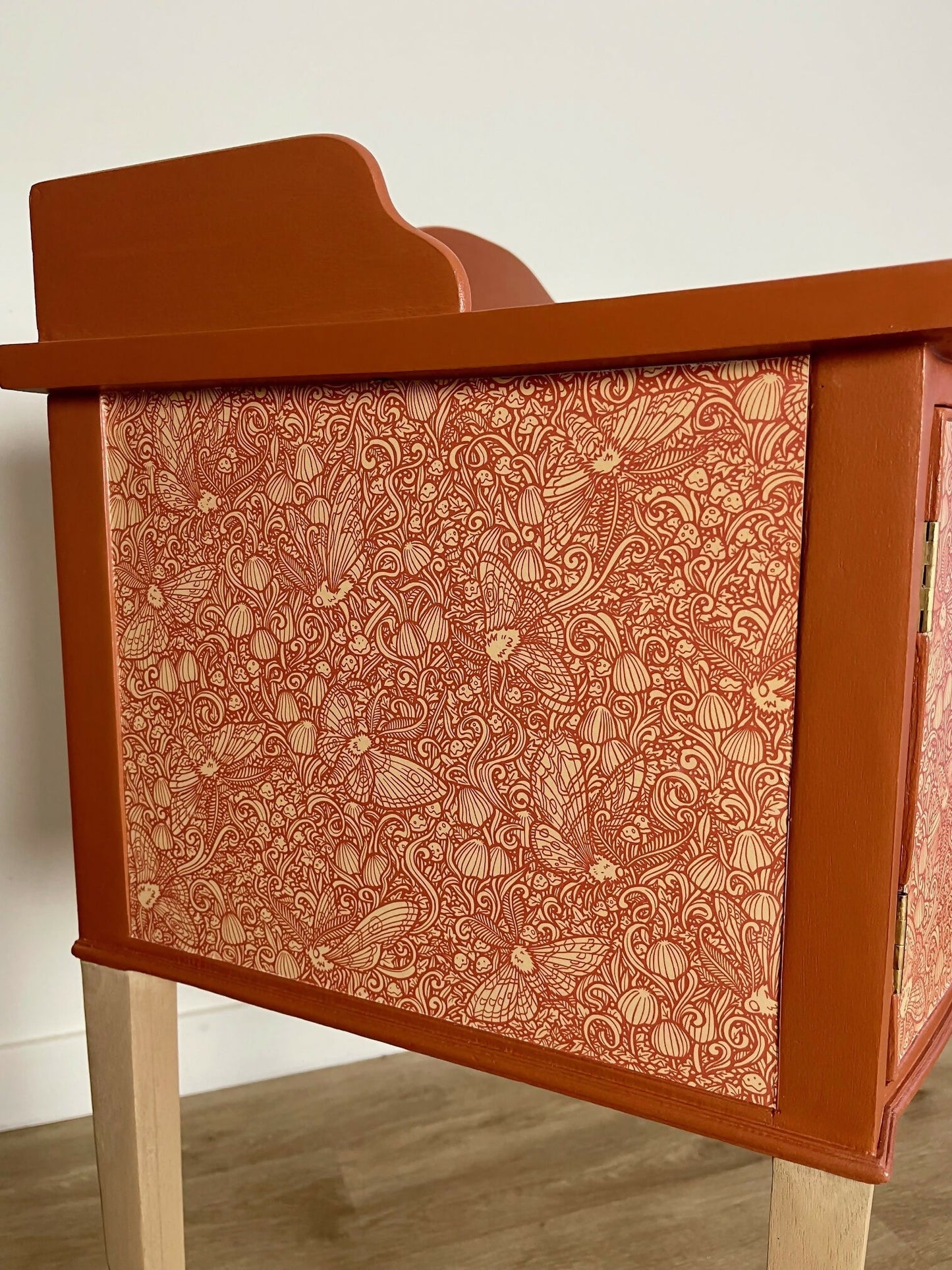 Unique vintage cabinet painted terracotta