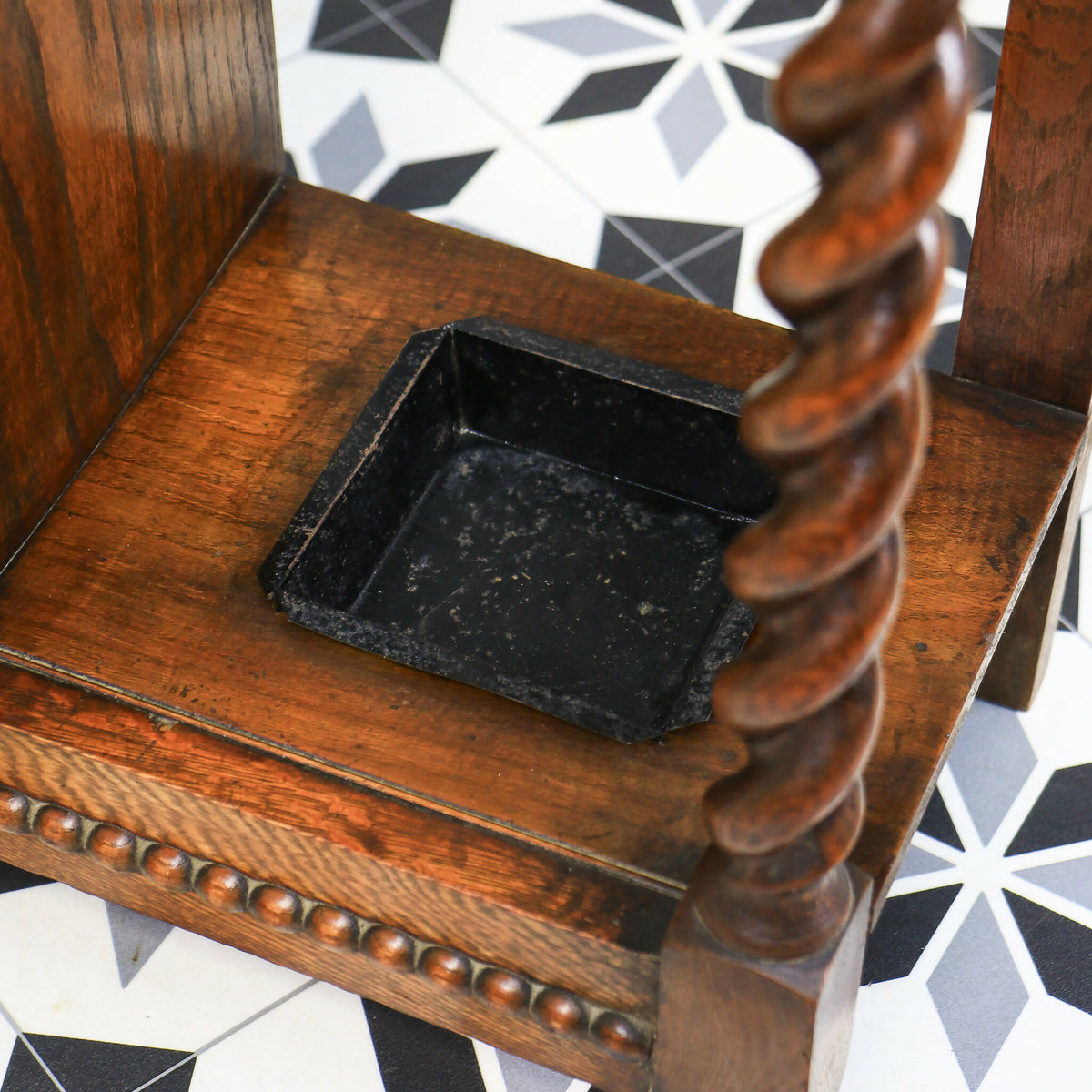 Oak Hall Stand Stick Stand with Drip Trays and Cupboard