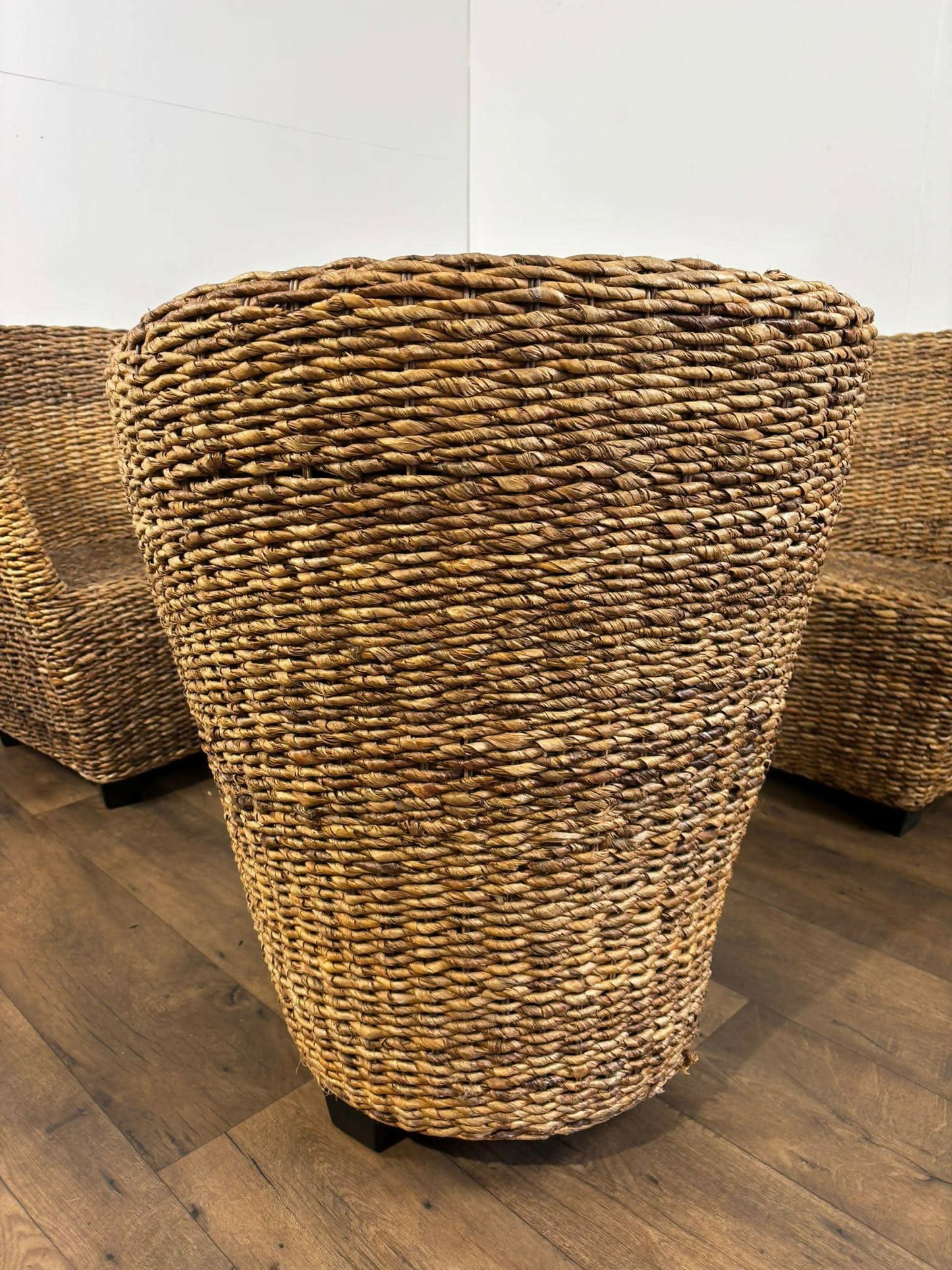 Set of Four Hand-Woven Abaca Fibre Tub Chairs