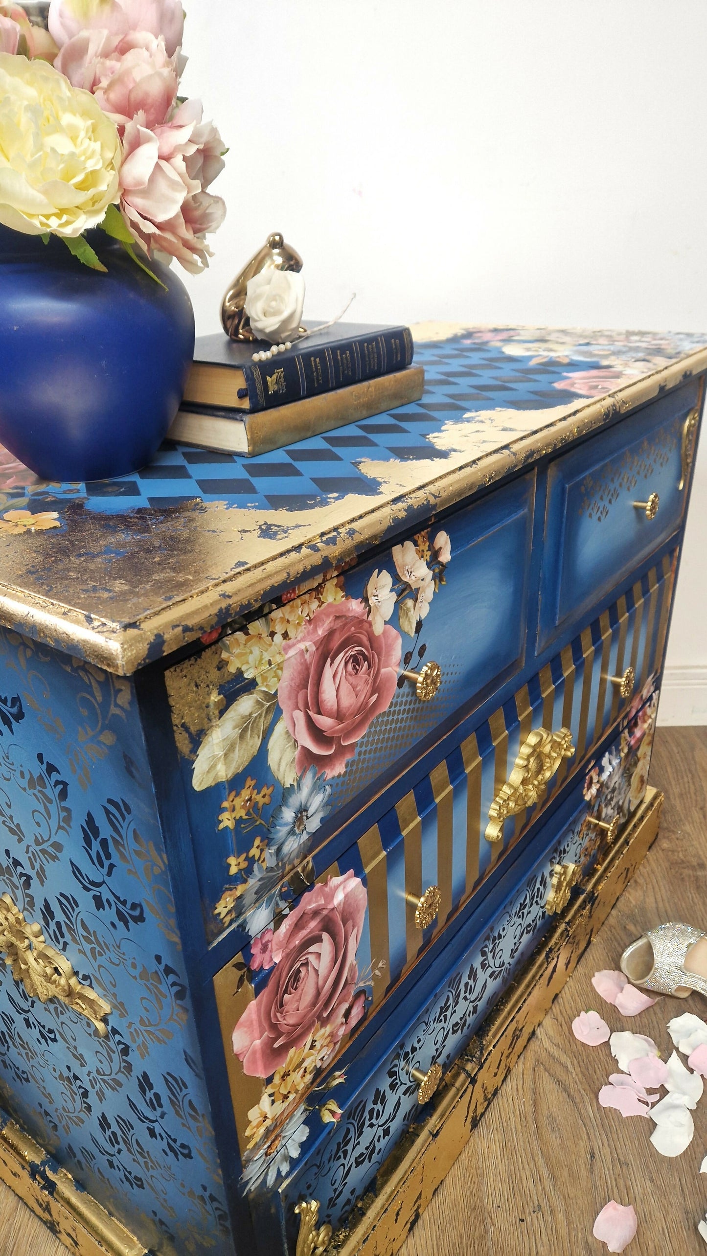 Boho blue chest of drawers