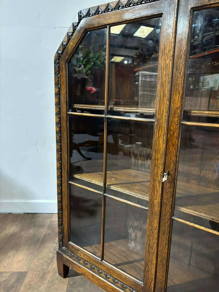 Vintage Oak Art Deco Bookcase